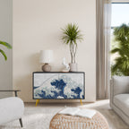 THE GREAT WAVE AT KANAGAWA Sideboard mit 2 Türen in Schwarz