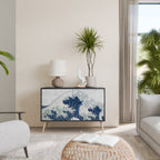 THE GREAT WAVE AT KANAGAWA Sideboard mit 2 Türen in Schwarz