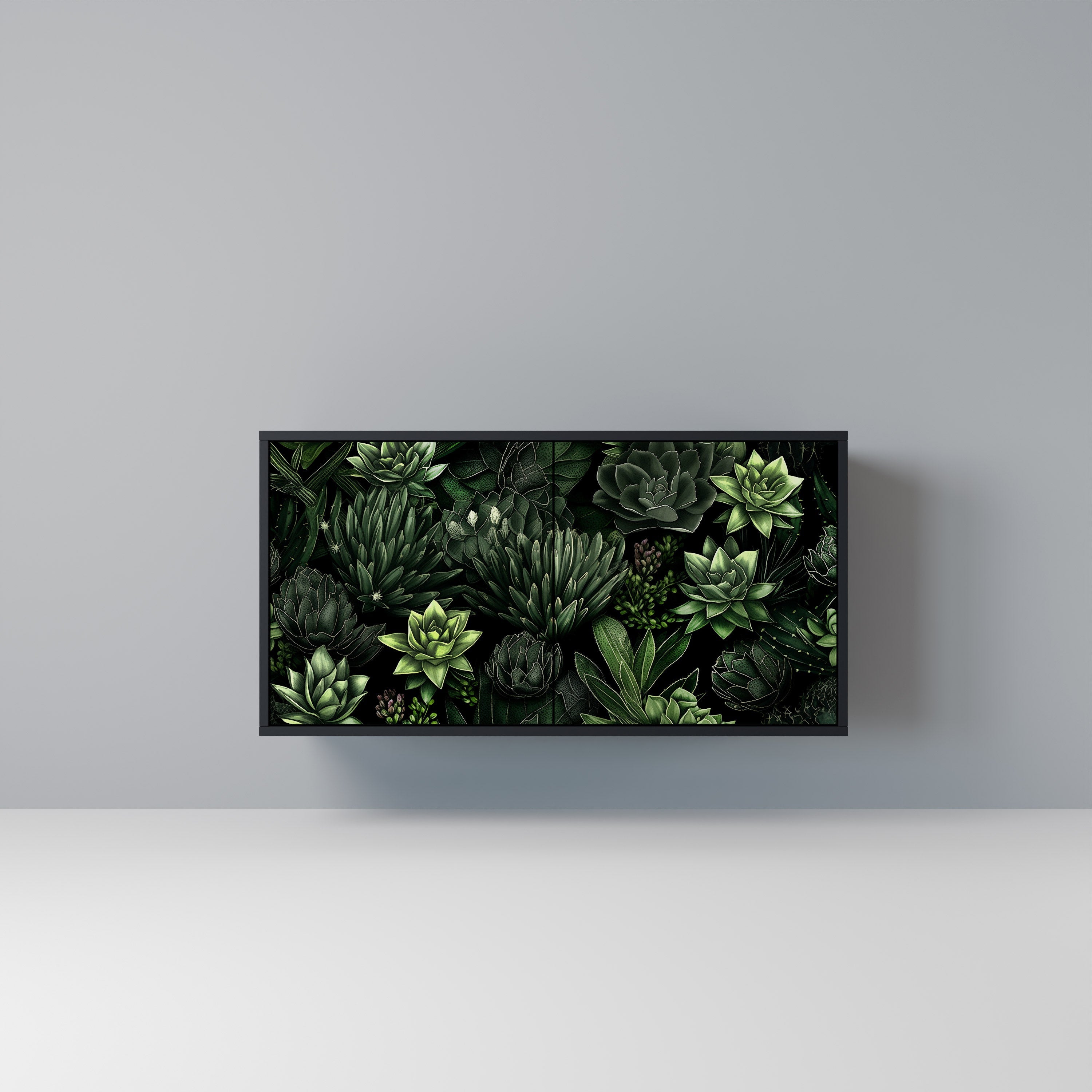SUCCULENT JUNGLE Sideboard mit 2 Türen in Schwarz