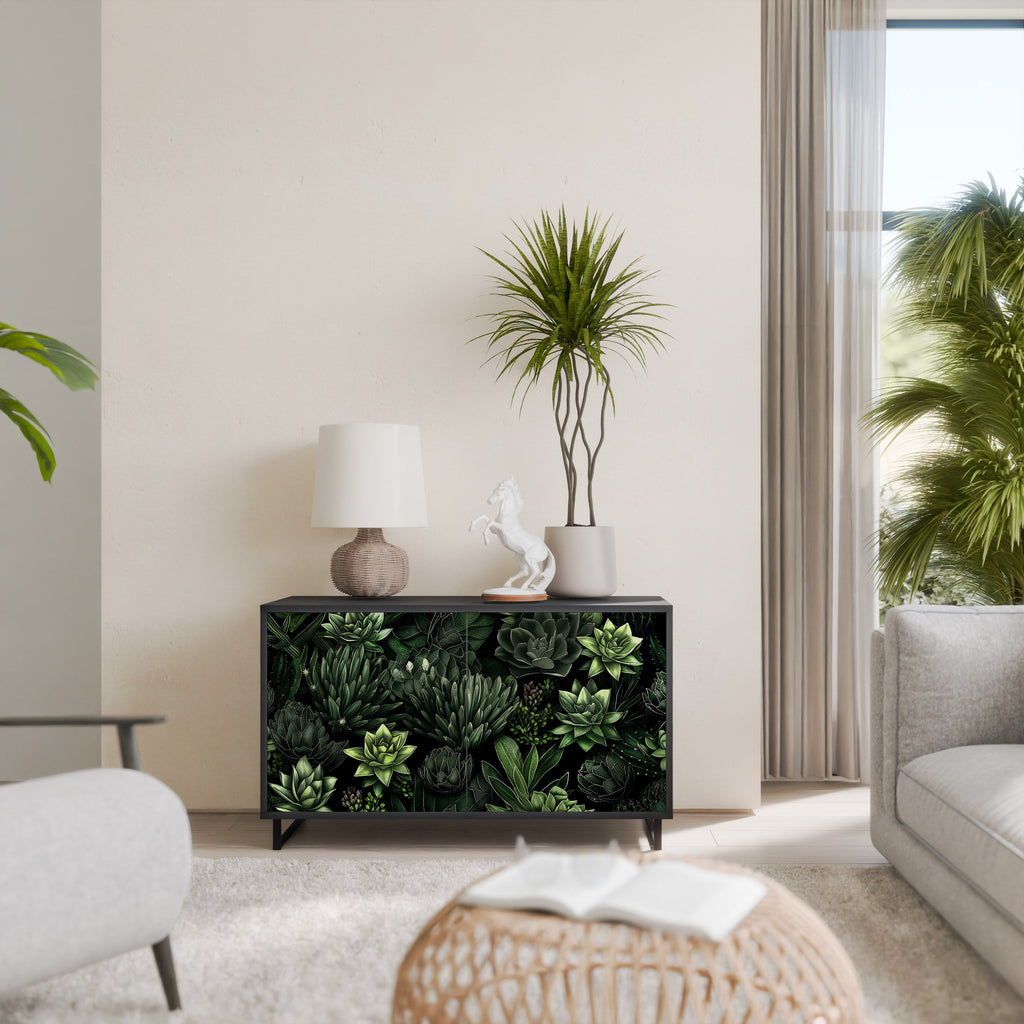 SUCCULENT JUNGLE Sideboard mit 2 Türen in Schwarz