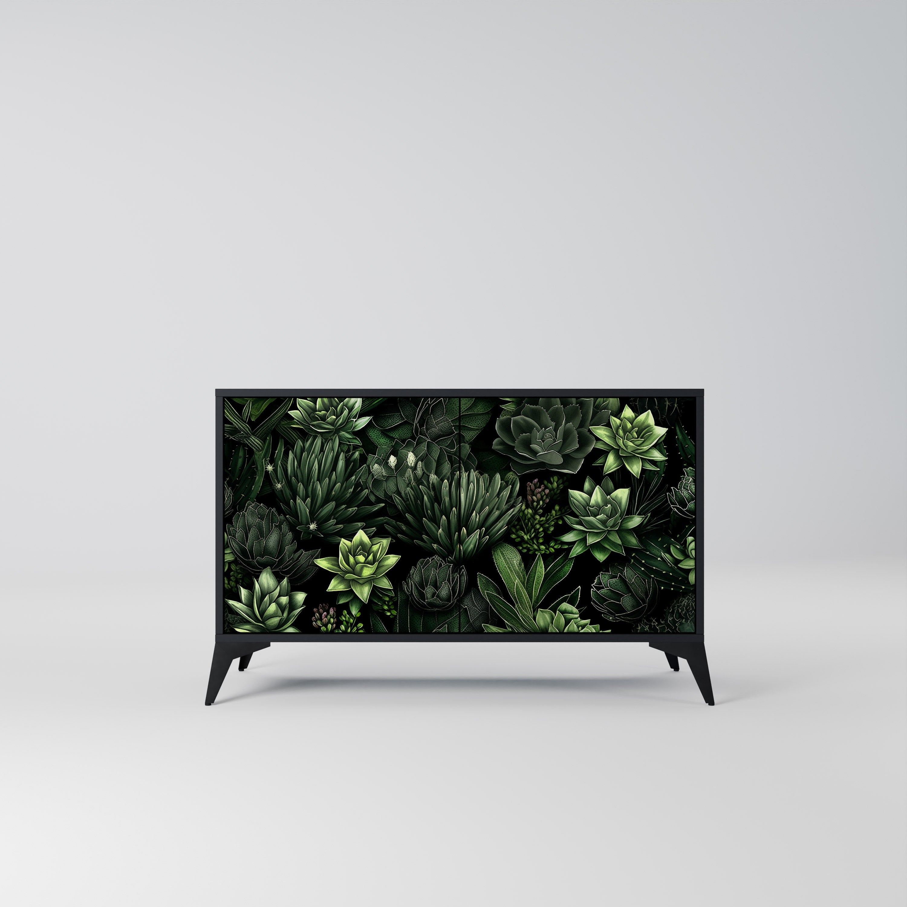 SUCCULENT JUNGLE Sideboard mit 2 Türen in Schwarz
