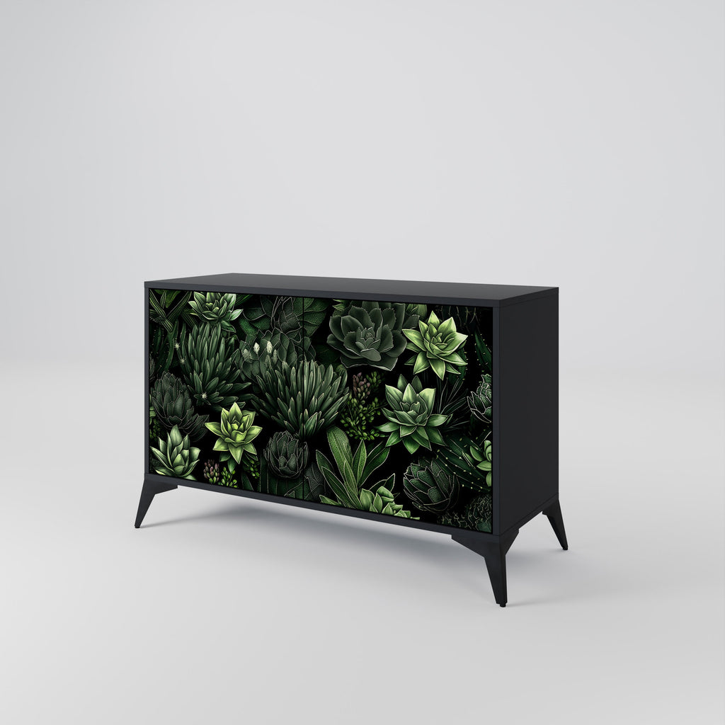 SUCCULENT JUNGLE Sideboard mit 2 Türen in Schwarz