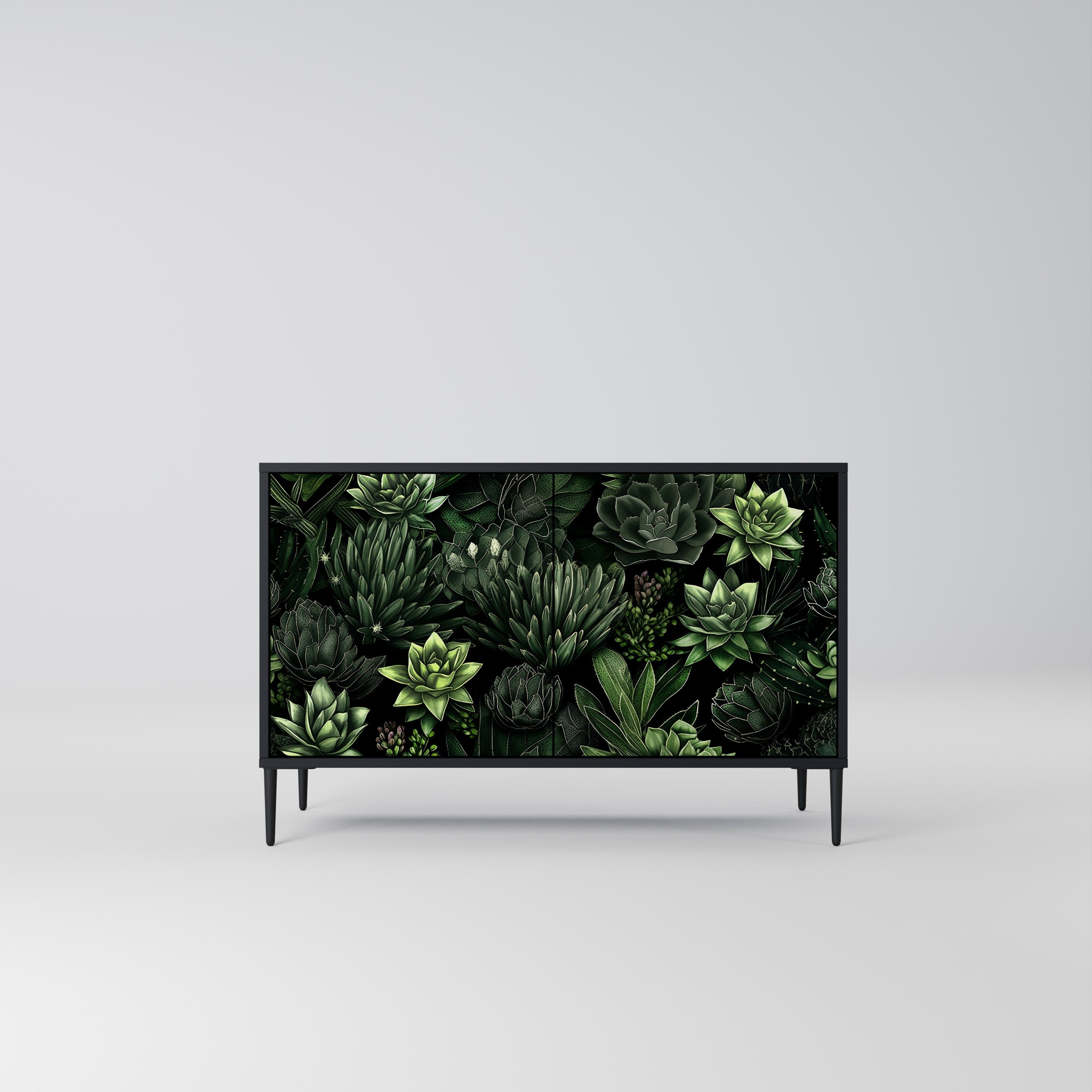 SUCCULENT JUNGLE Sideboard mit 2 Türen in Schwarz