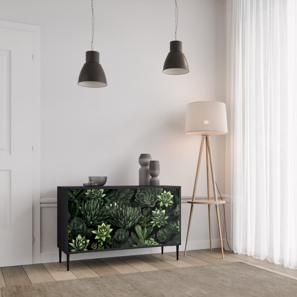 SUCCULENT JUNGLE Sideboard mit 2 Türen in Schwarz