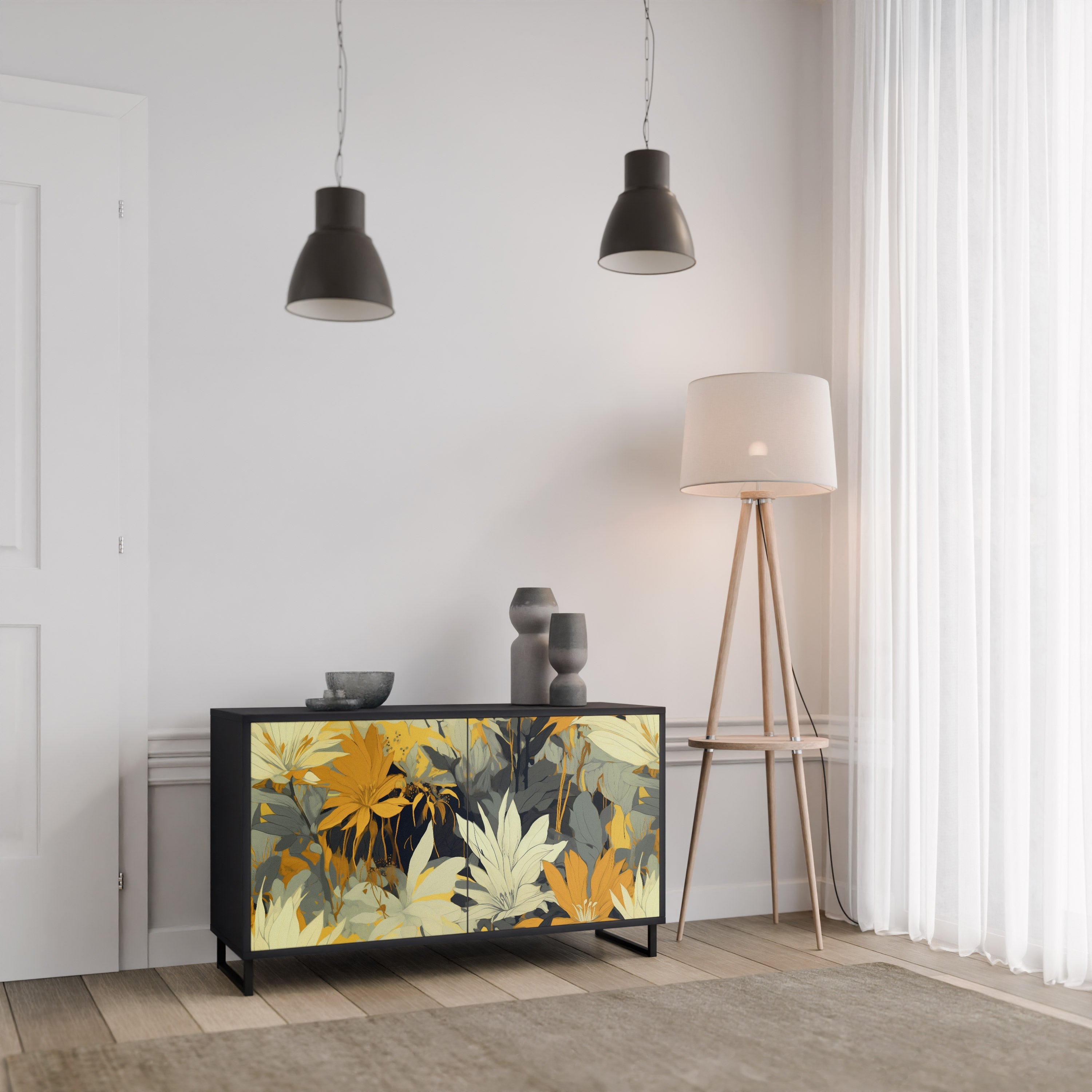 SUNKISSED LILY Sideboard mit 2 Türen in Schwarz