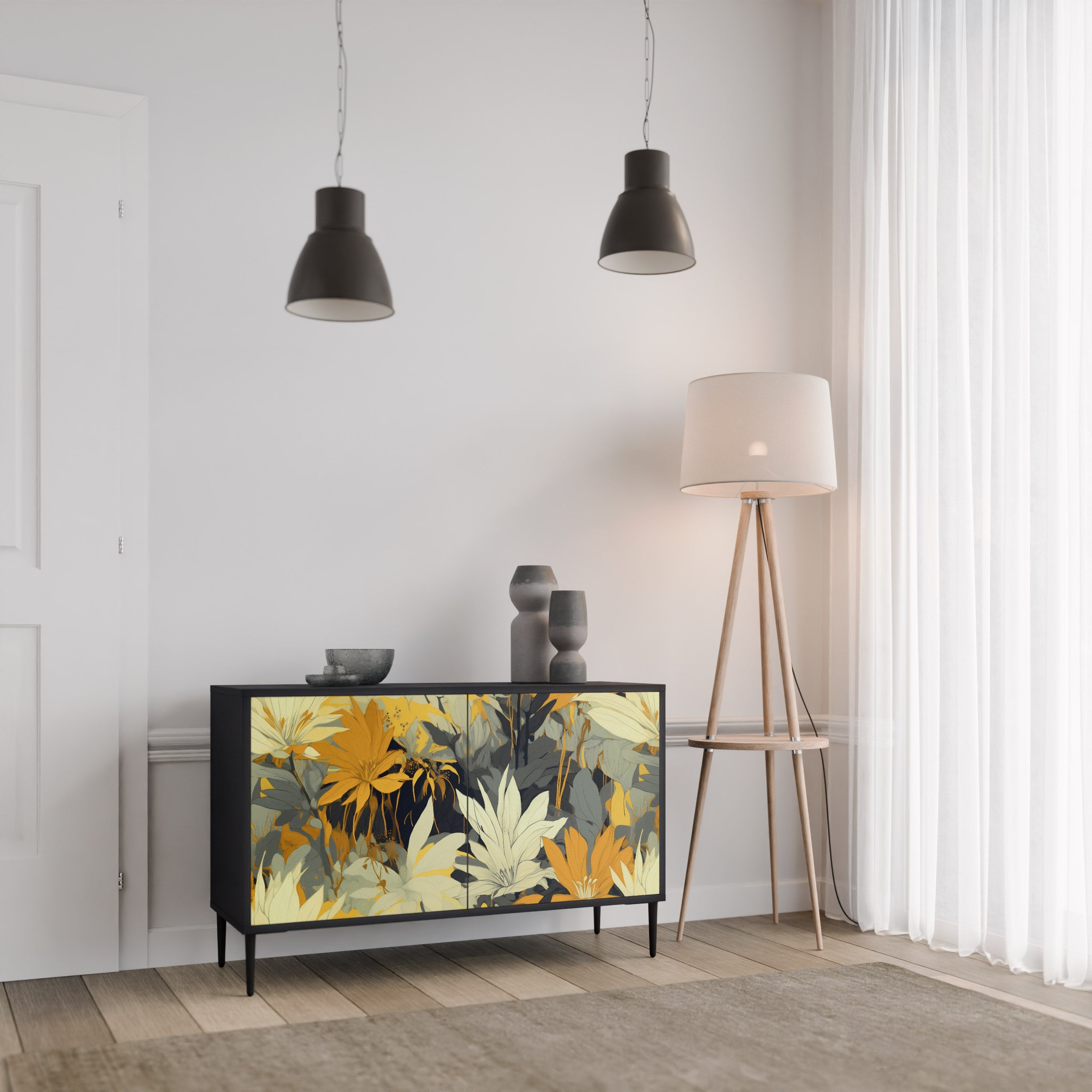 SUNKISSED LILY Sideboard mit 2 Türen in Schwarz
