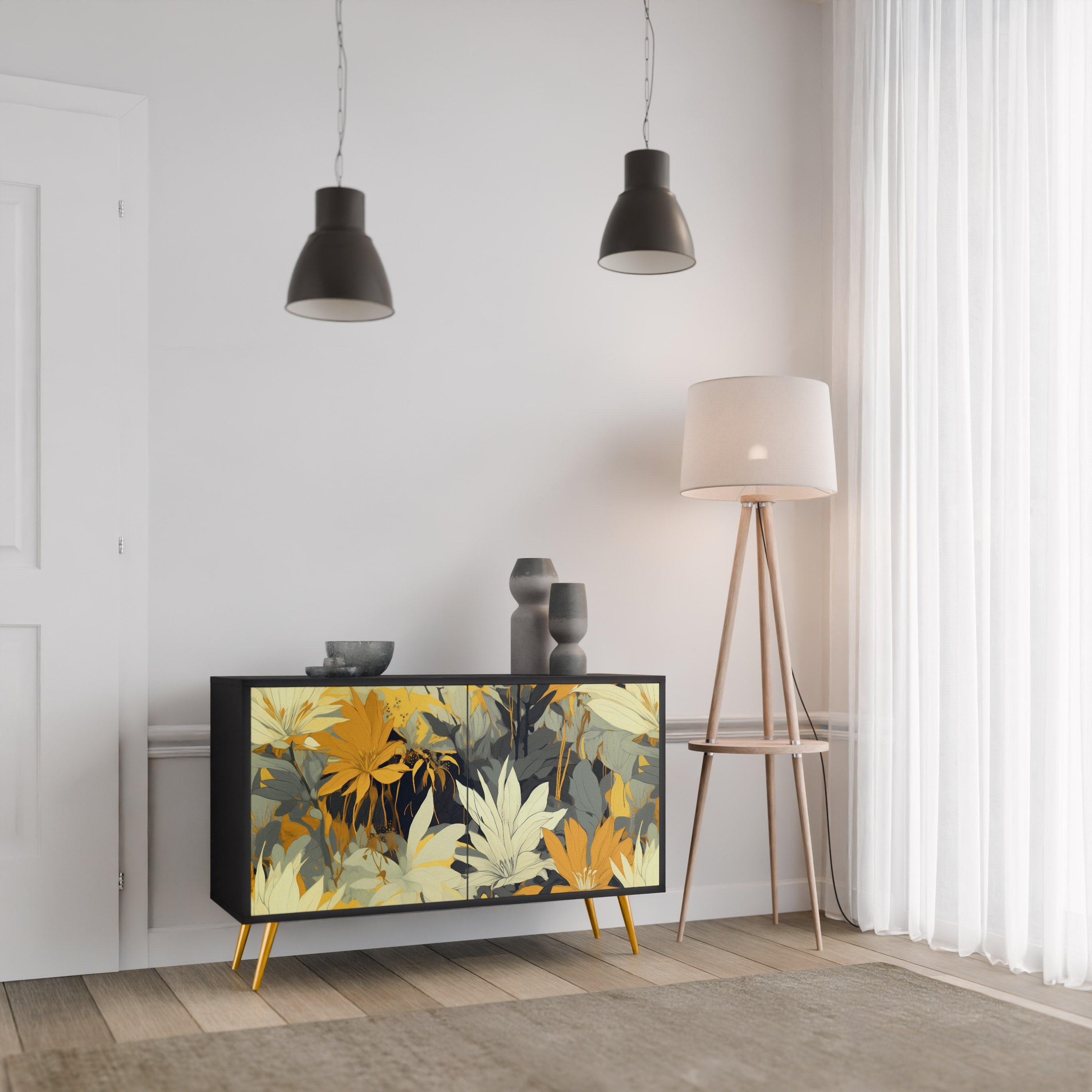 SUNKISSED LILY Sideboard mit 2 Türen in Schwarz