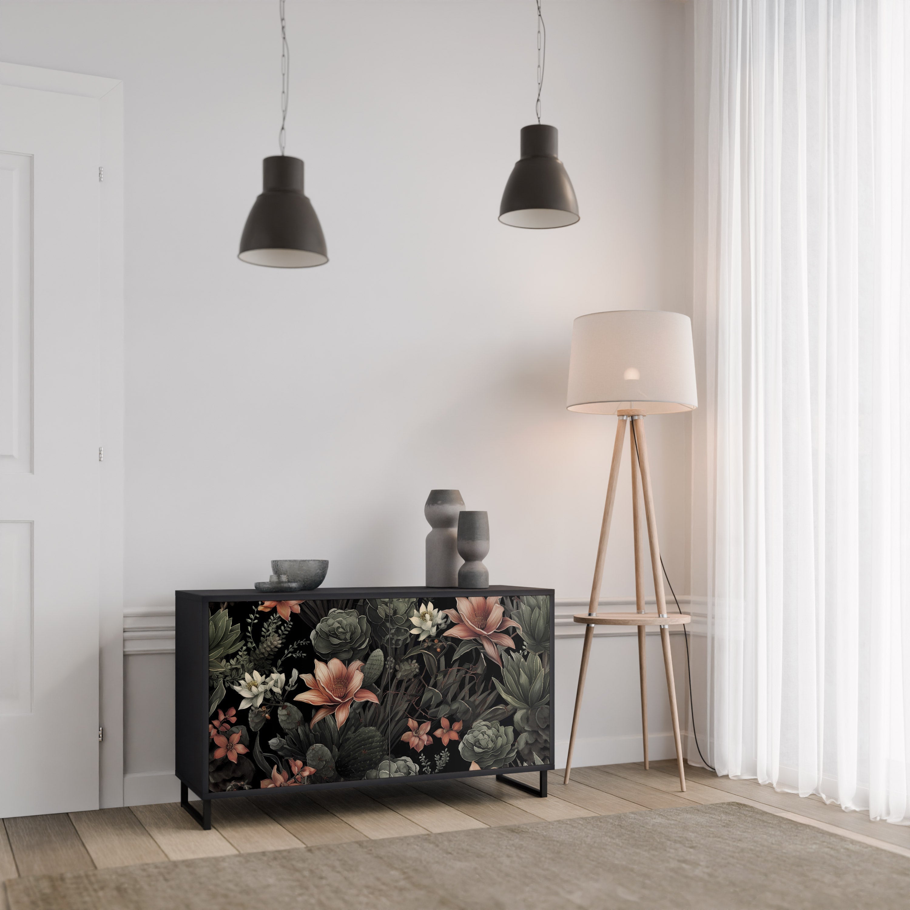 SECRET VERDURE Sideboard mit 2 Türen in Schwarz