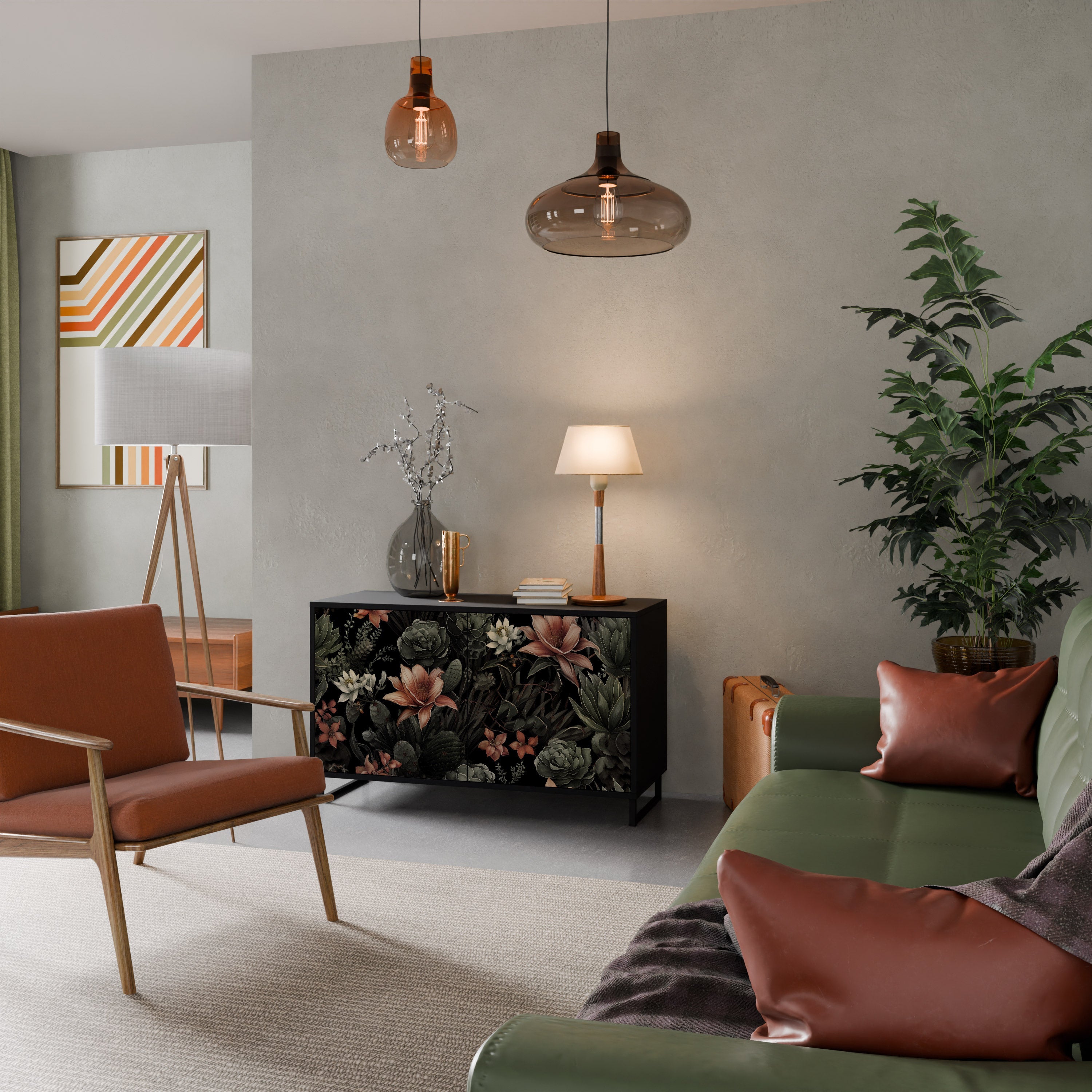 SECRET VERDURE Sideboard mit 2 Türen in Schwarz