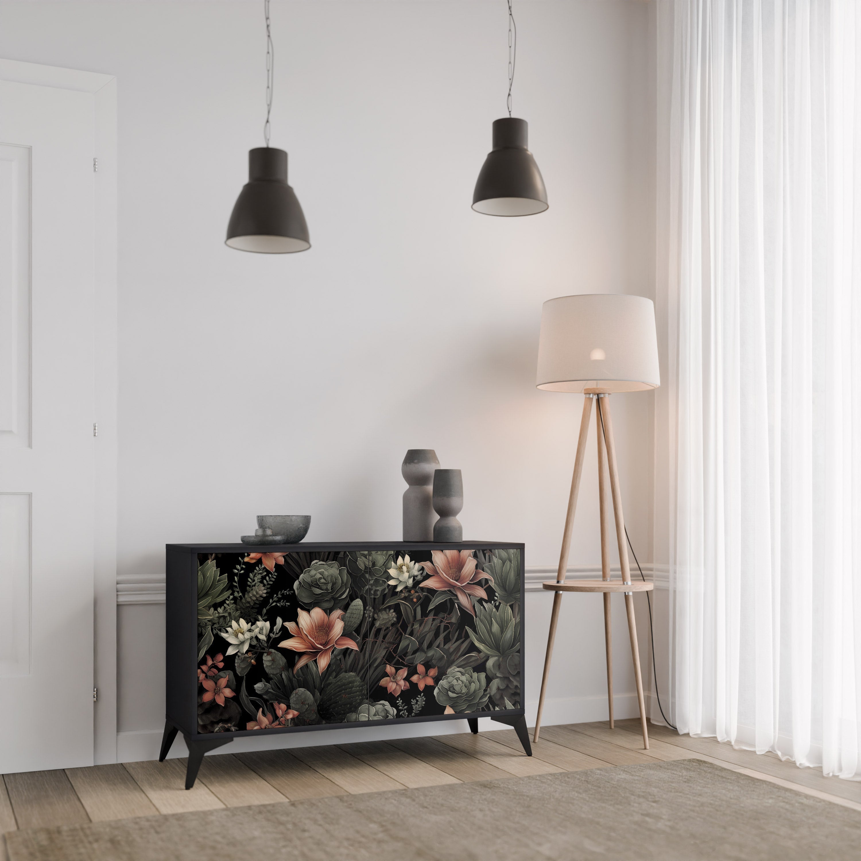 SECRET VERDURE Sideboard mit 2 Türen in Schwarz