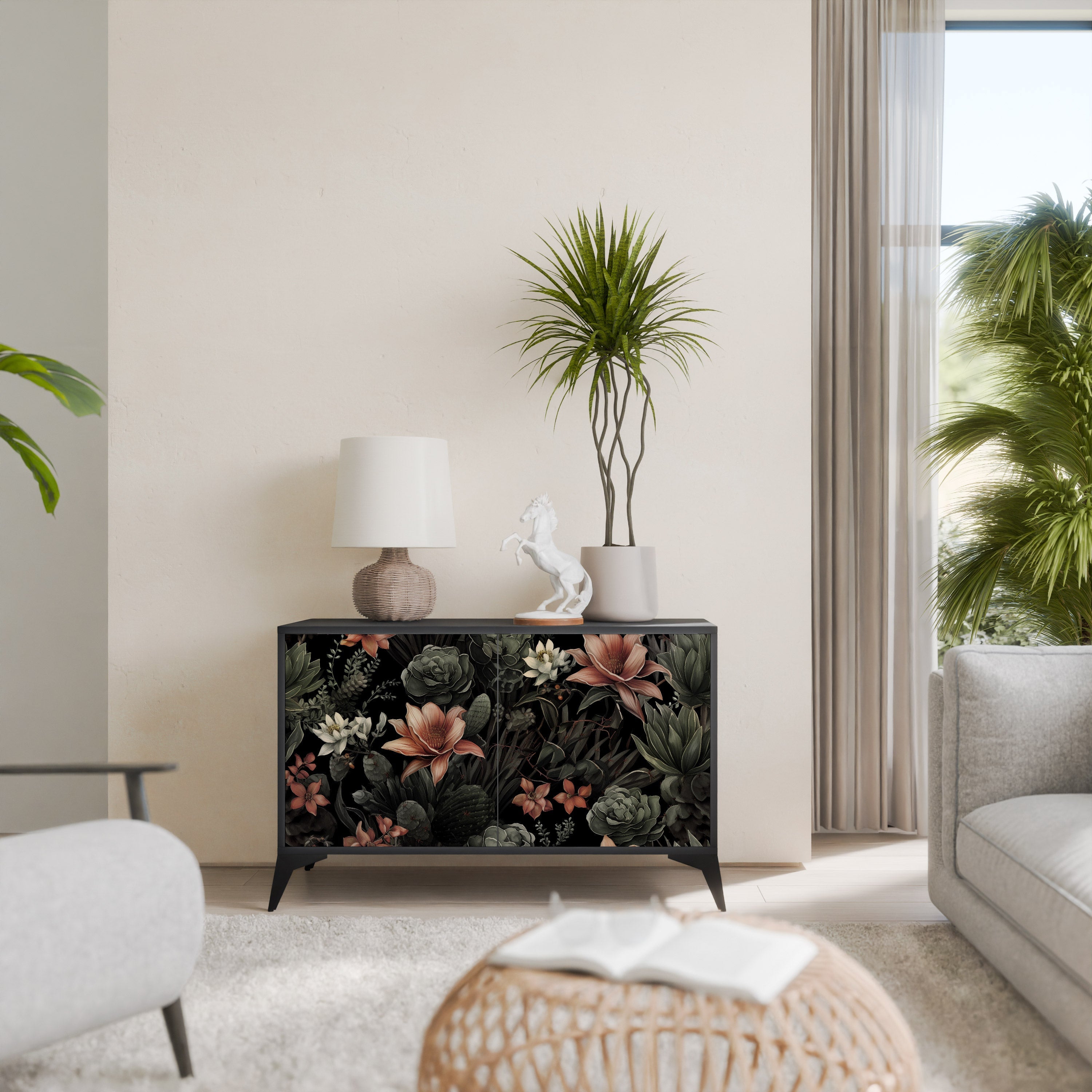 SECRET VERDURE Sideboard mit 2 Türen in Schwarz