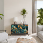 FLORAL SERENITY Sideboard mit 2 Türen in Schwarz