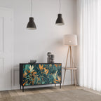 FLORAL SERENITY Sideboard mit 2 Türen in Schwarz