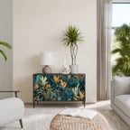 FLORAL SERENITY Sideboard mit 2 Türen in Schwarz