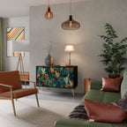 FLORAL SERENITY Sideboard mit 2 Türen in Schwarz