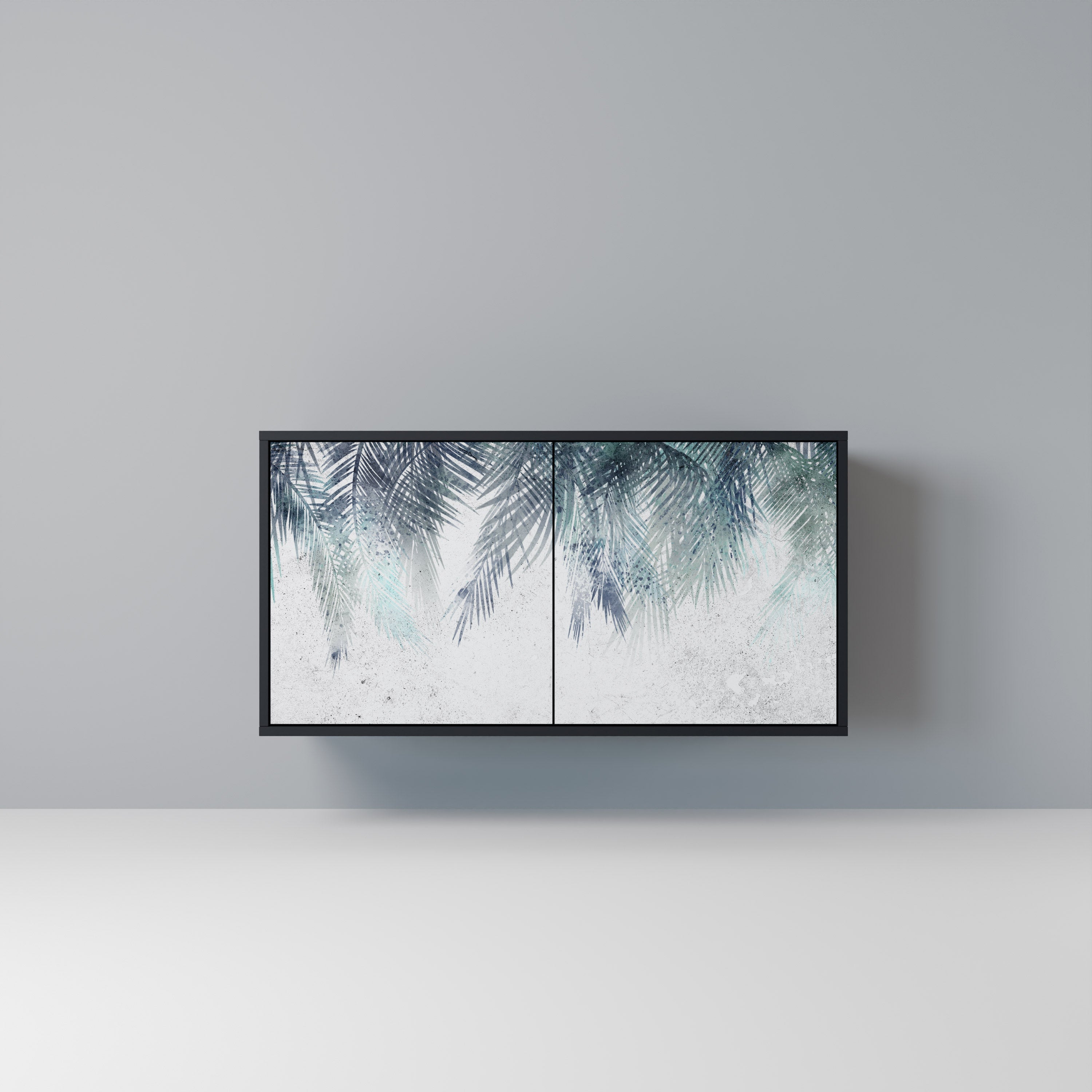 PALM VEIL Sideboard mit 2 Türen in Schwarz