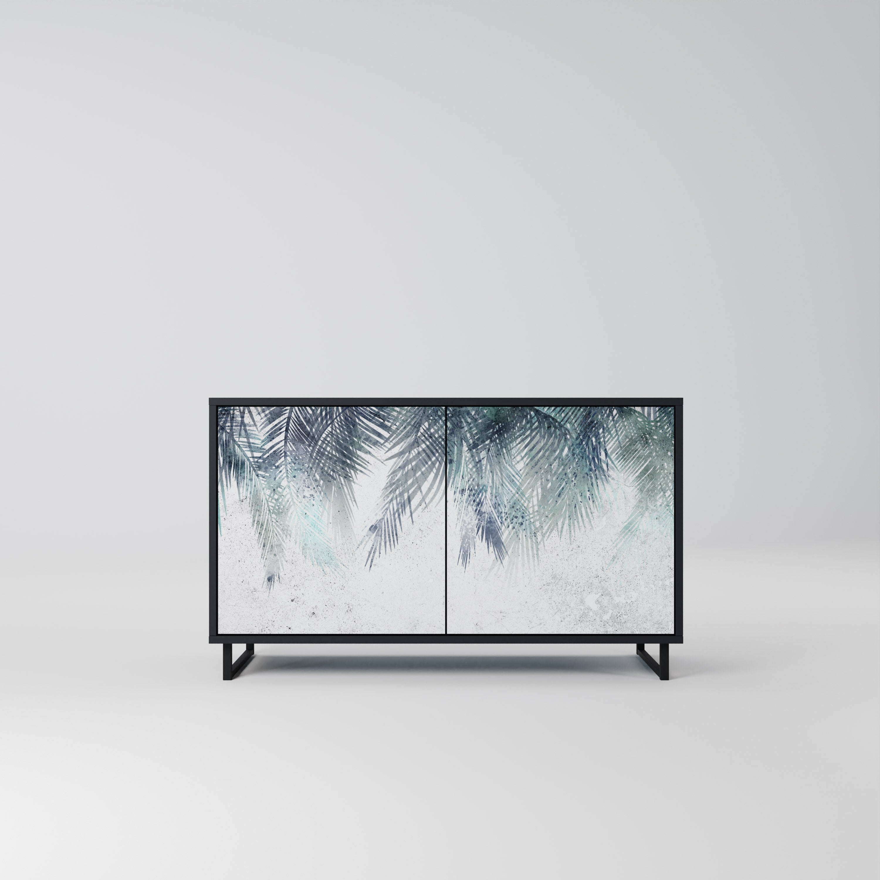 PALM VEIL Sideboard mit 2 Türen in Schwarz