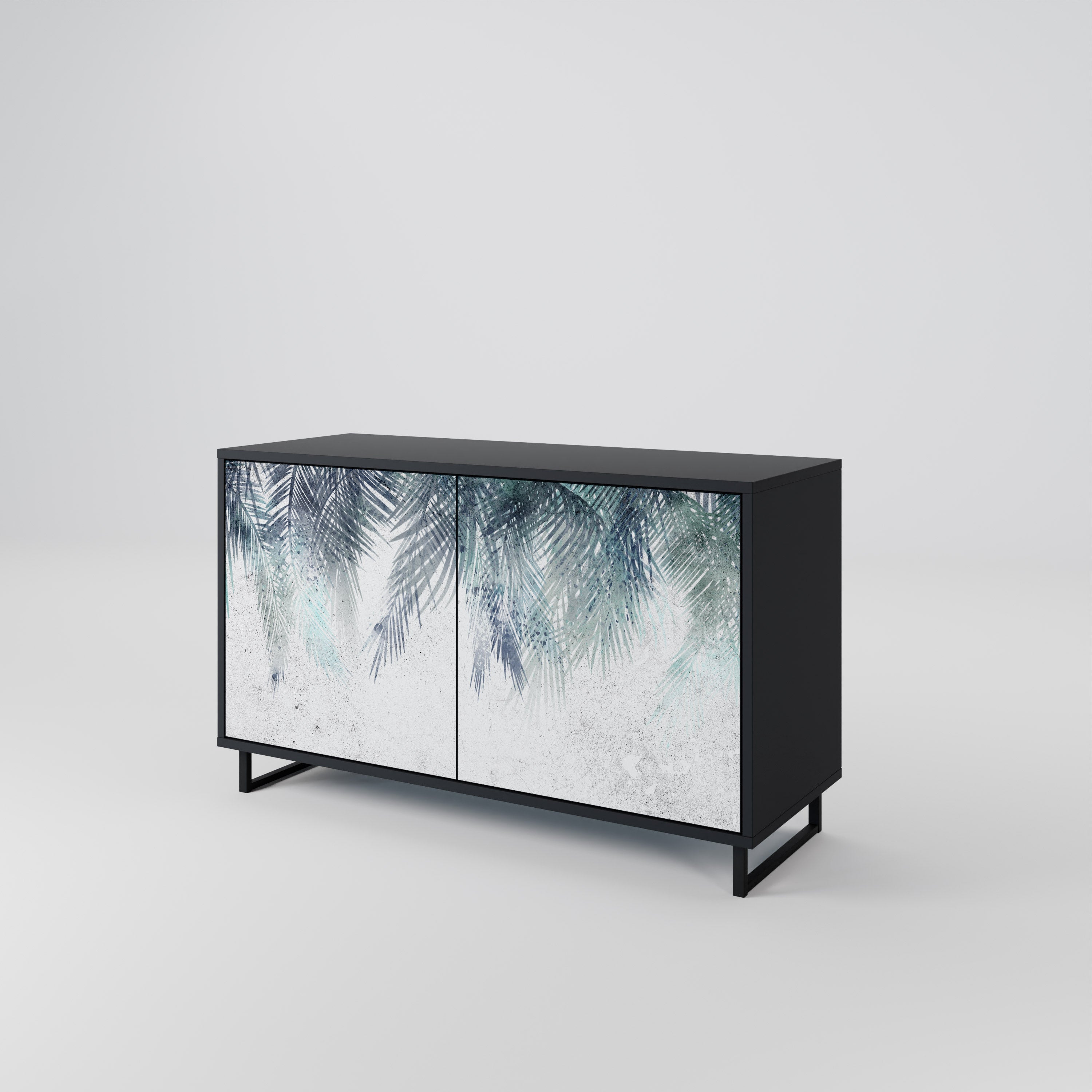 PALM VEIL Sideboard mit 2 Türen in Schwarz