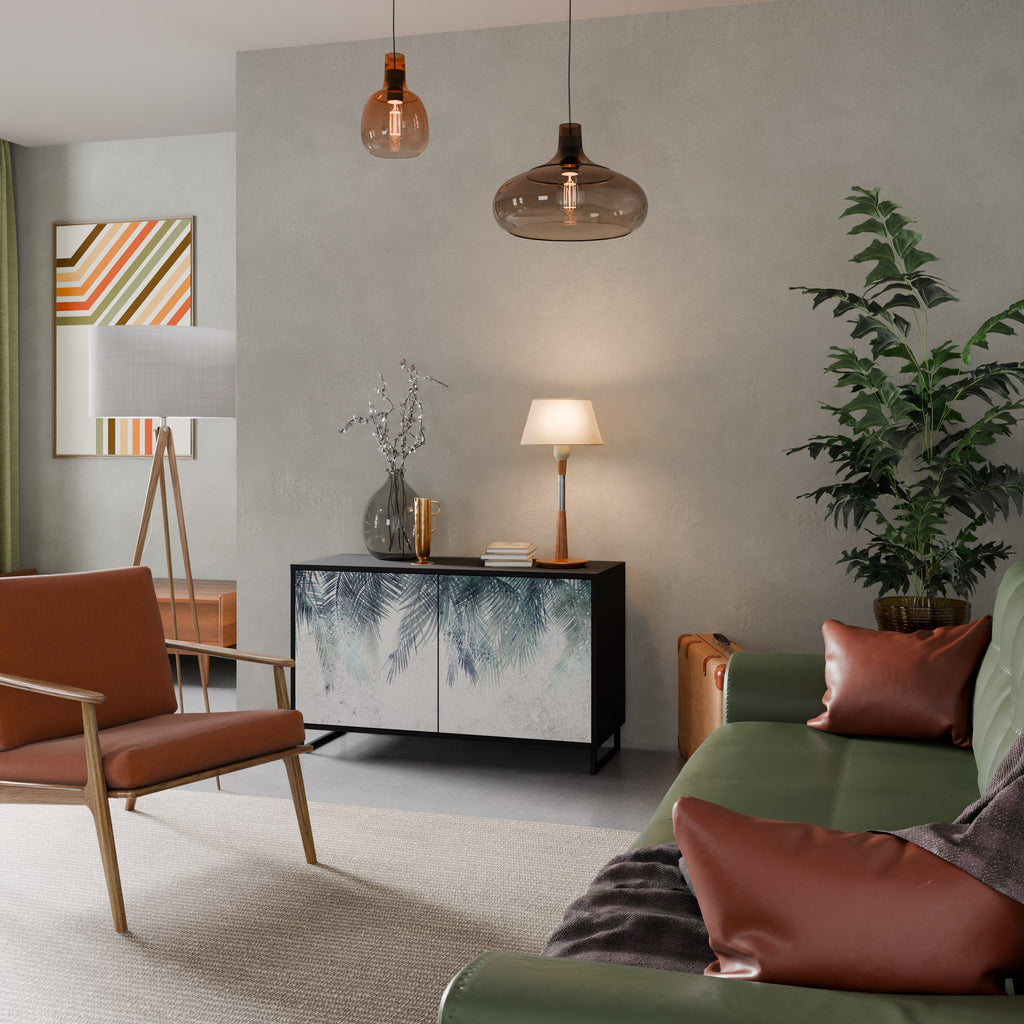 PALM VEIL Sideboard mit 2 Türen in Schwarz