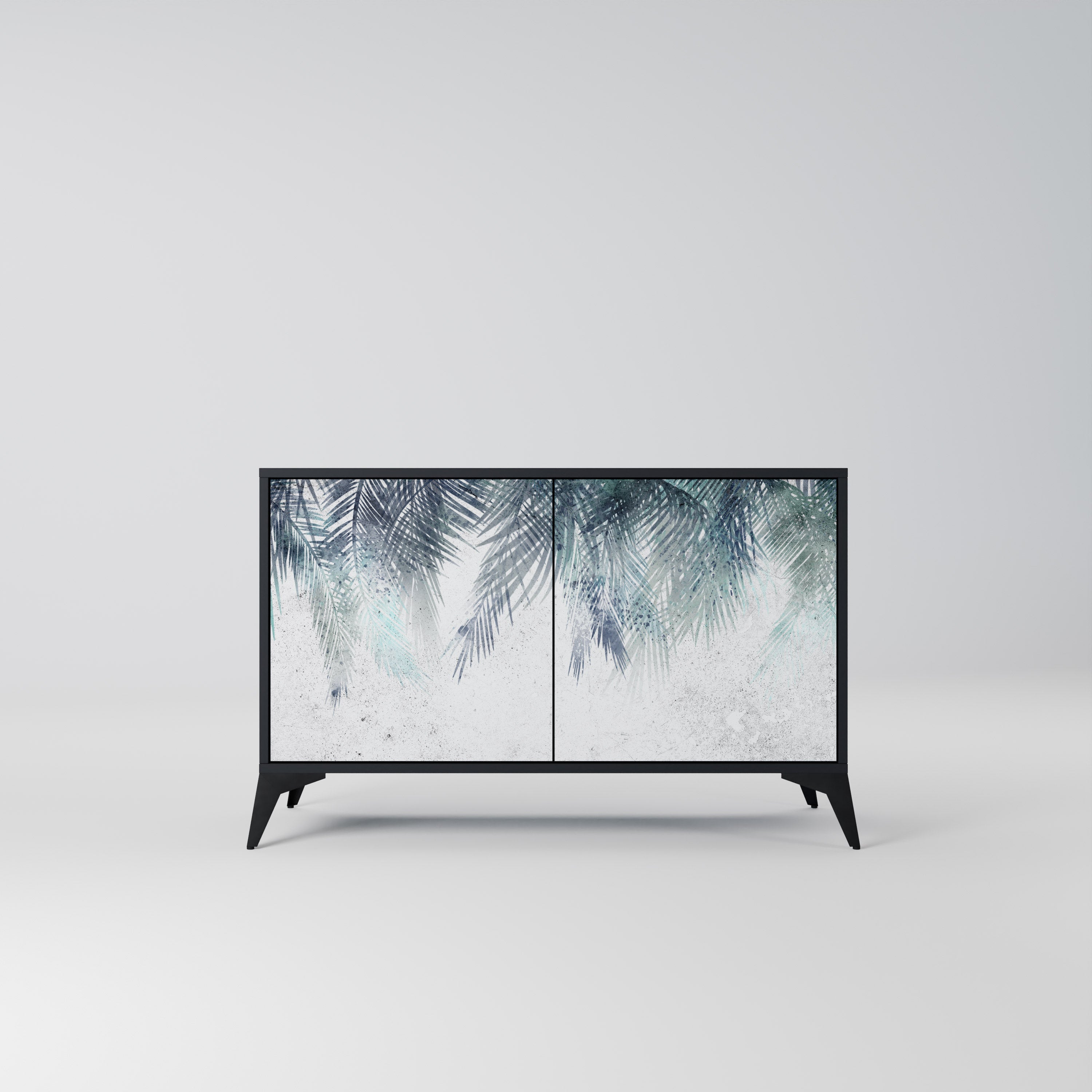 PALM VEIL Sideboard mit 2 Türen in Schwarz