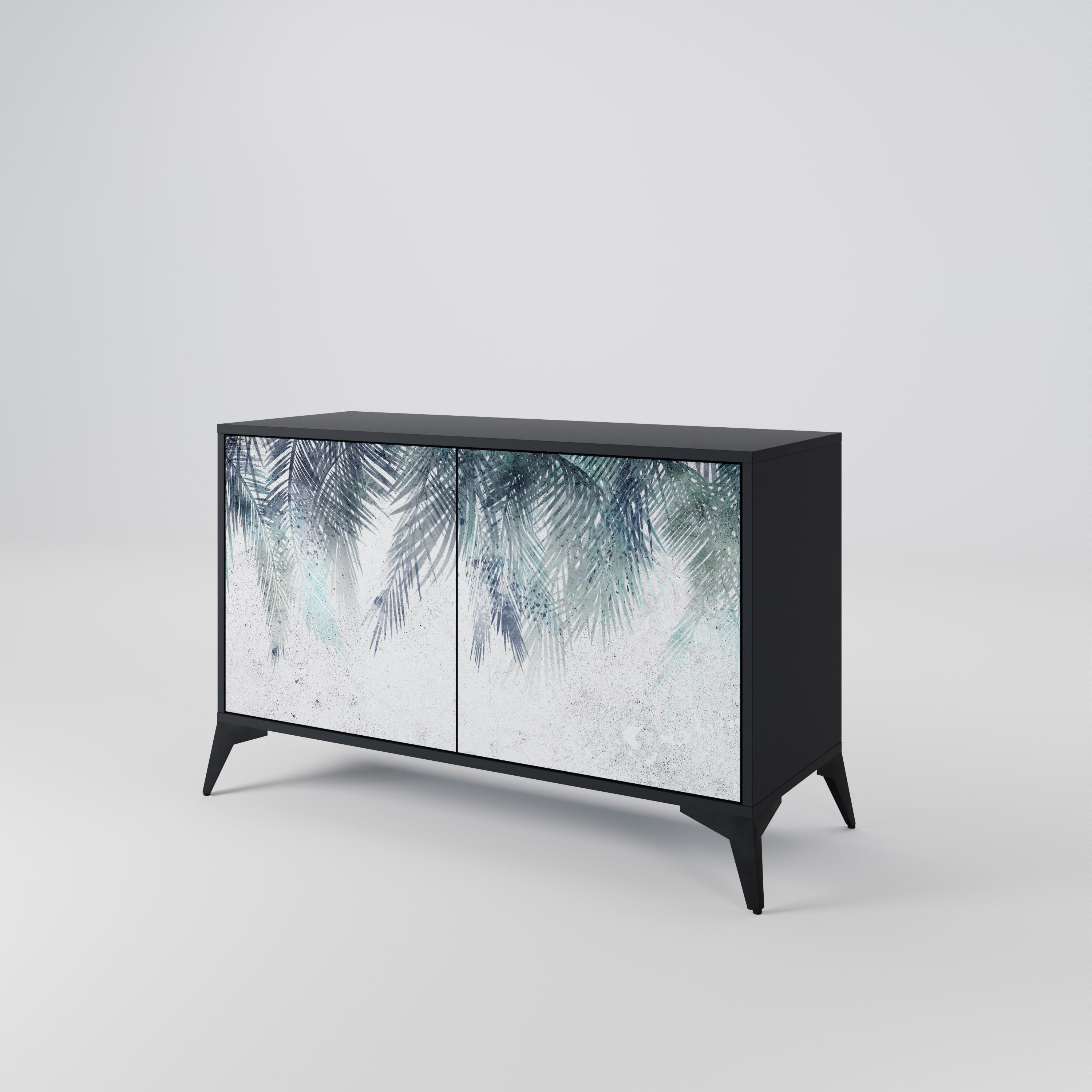 PALM VEIL Sideboard mit 2 Türen in Schwarz