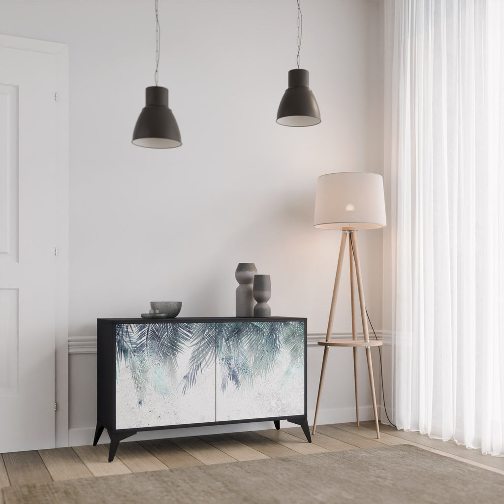 PALM VEIL Sideboard mit 2 Türen in Schwarz