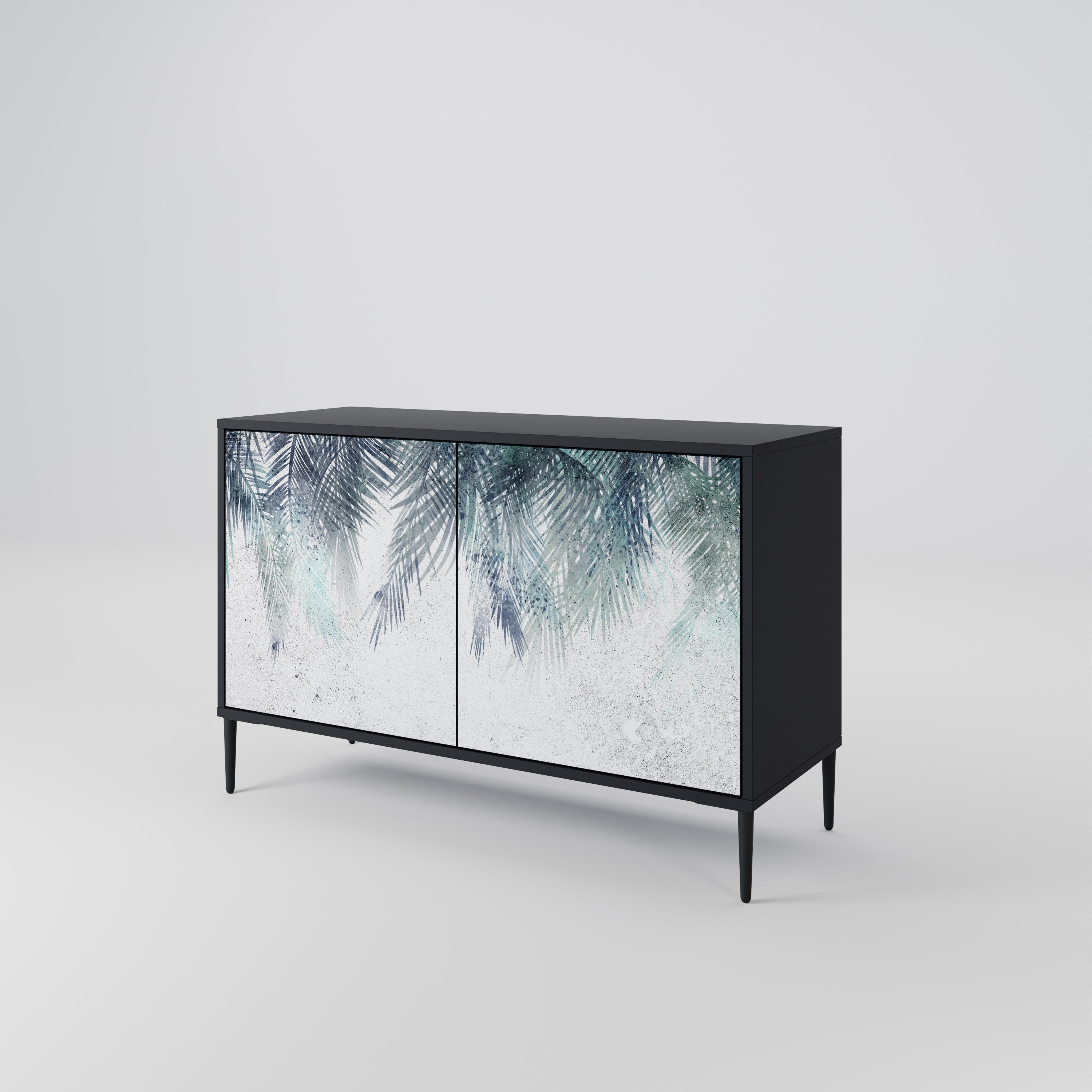PALM VEIL Sideboard mit 2 Türen in Schwarz
