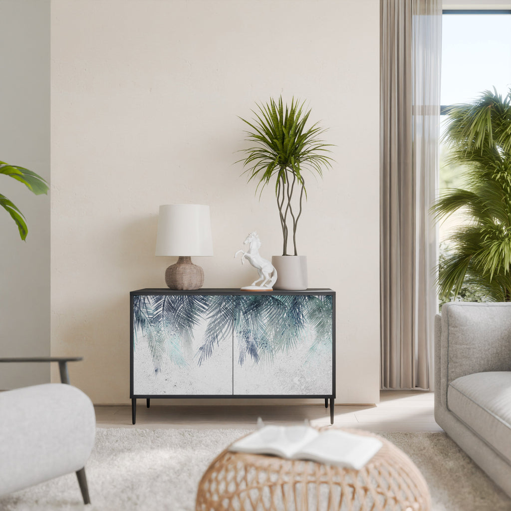PALM VEIL Sideboard mit 2 Türen in Schwarz