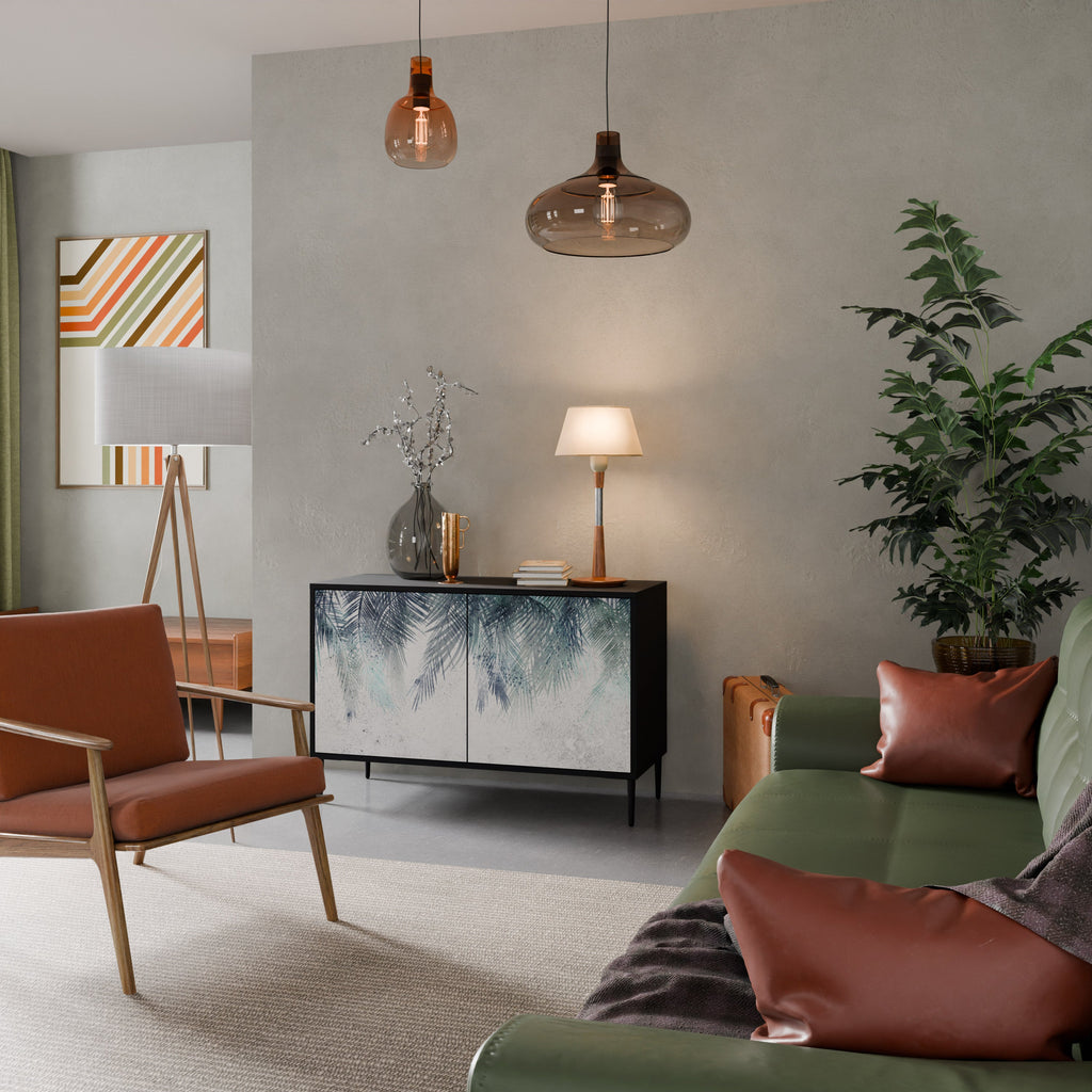 PALM VEIL Sideboard mit 2 Türen in Schwarz