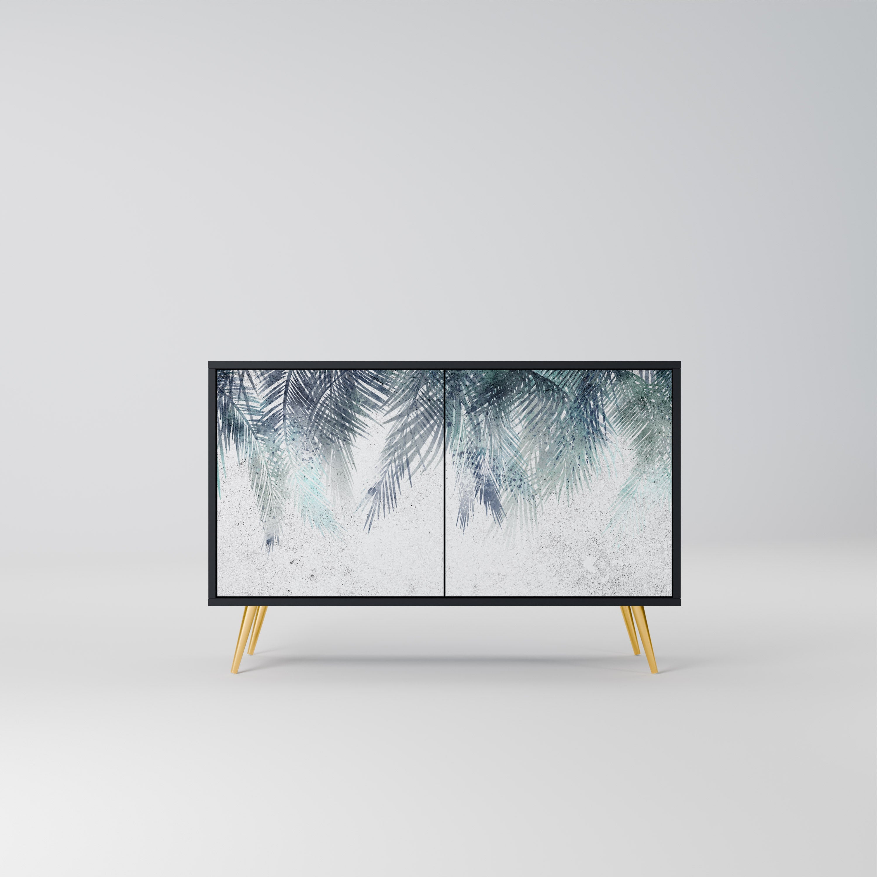 PALM VEIL Sideboard mit 2 Türen in Schwarz