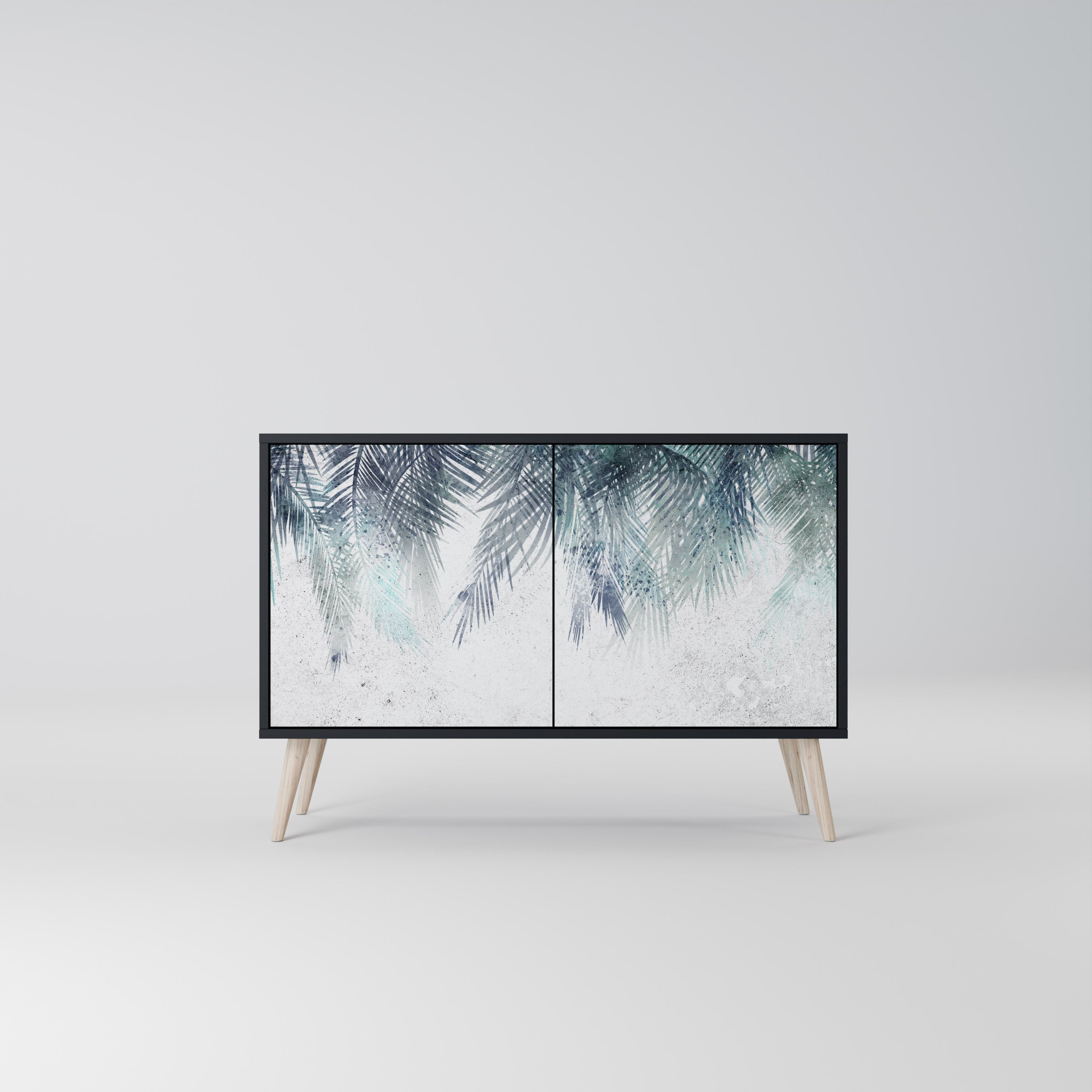 PALM VEIL Sideboard mit 2 Türen in Schwarz