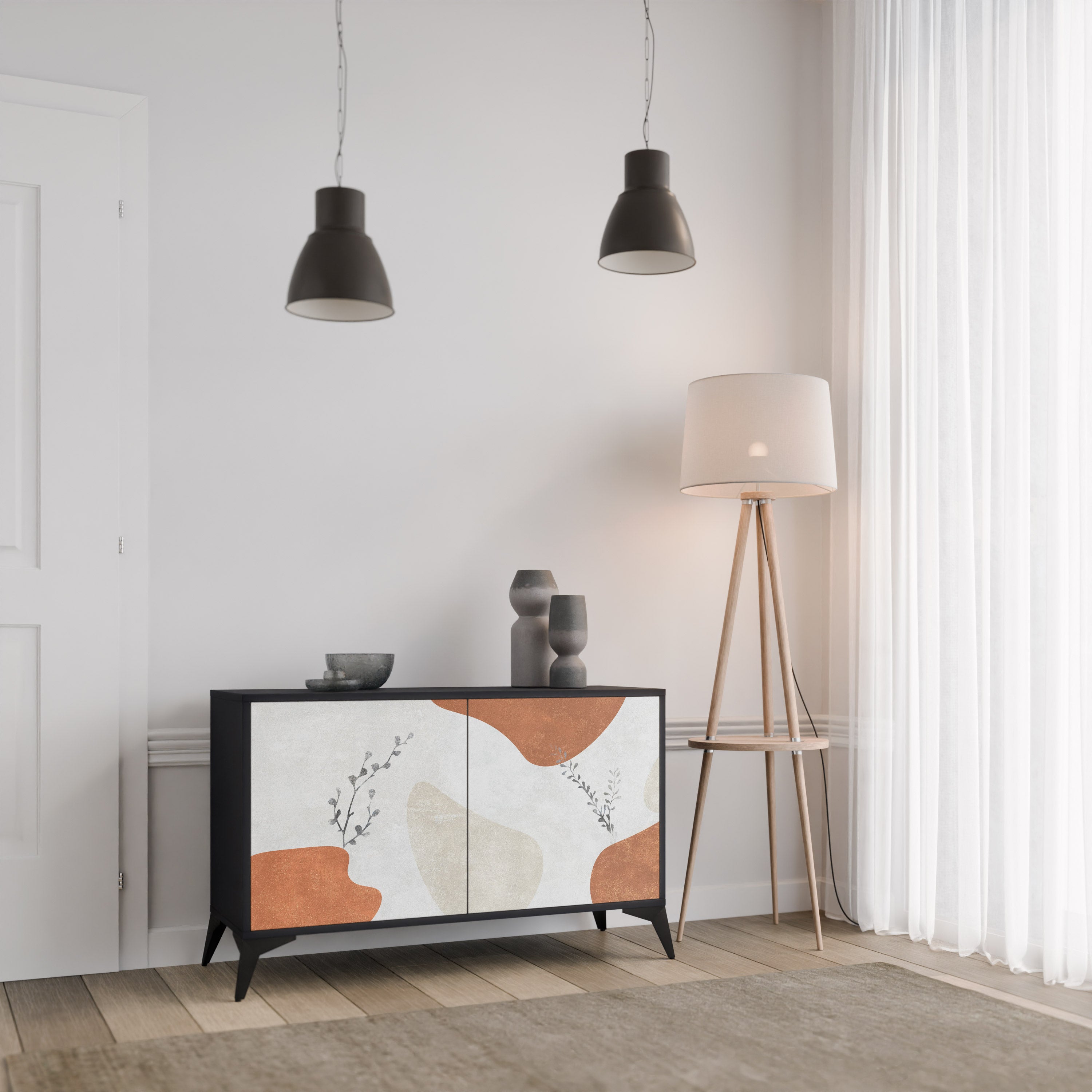 TRANQUIL TWIG Sideboard mit 2 Türen in Schwarz