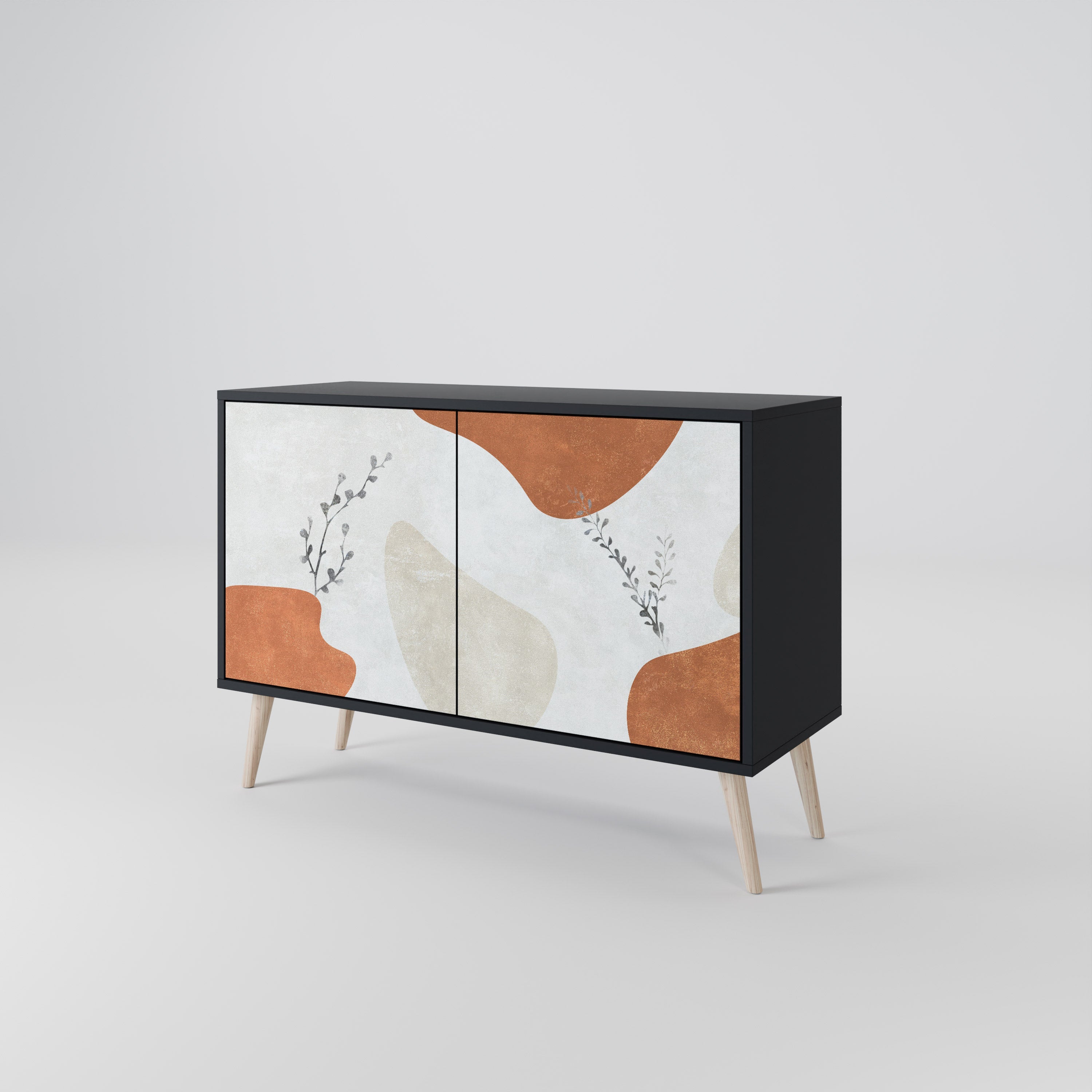 TRANQUIL TWIG Sideboard mit 2 Türen in Schwarz