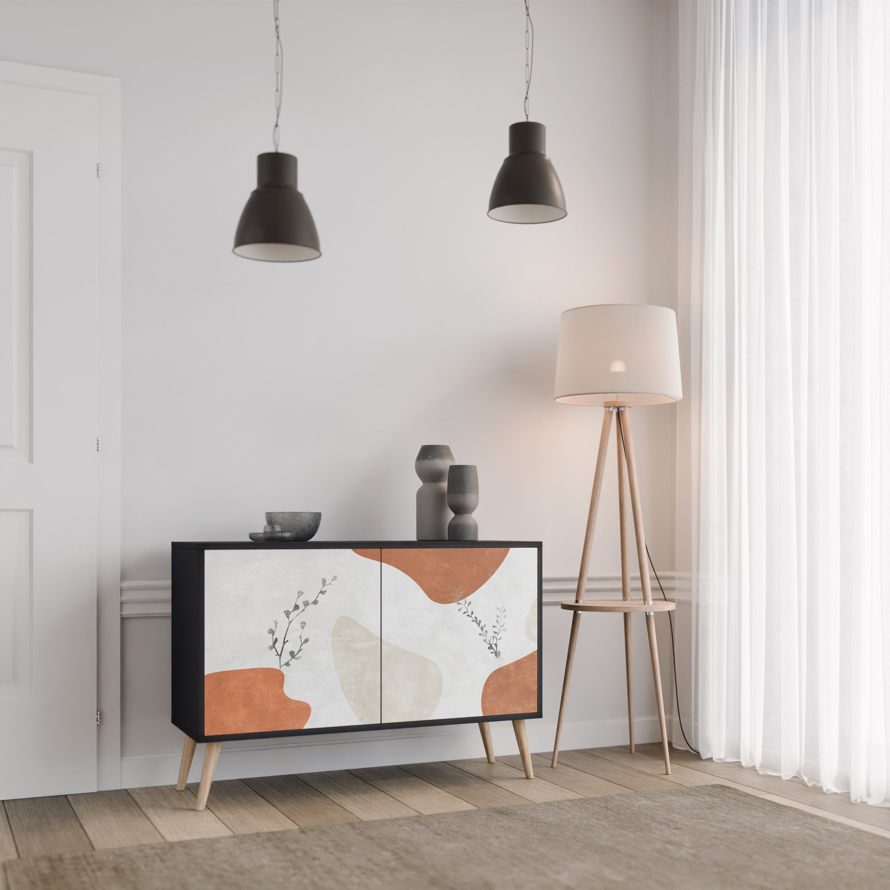 TRANQUIL TWIG Sideboard mit 2 Türen in Schwarz