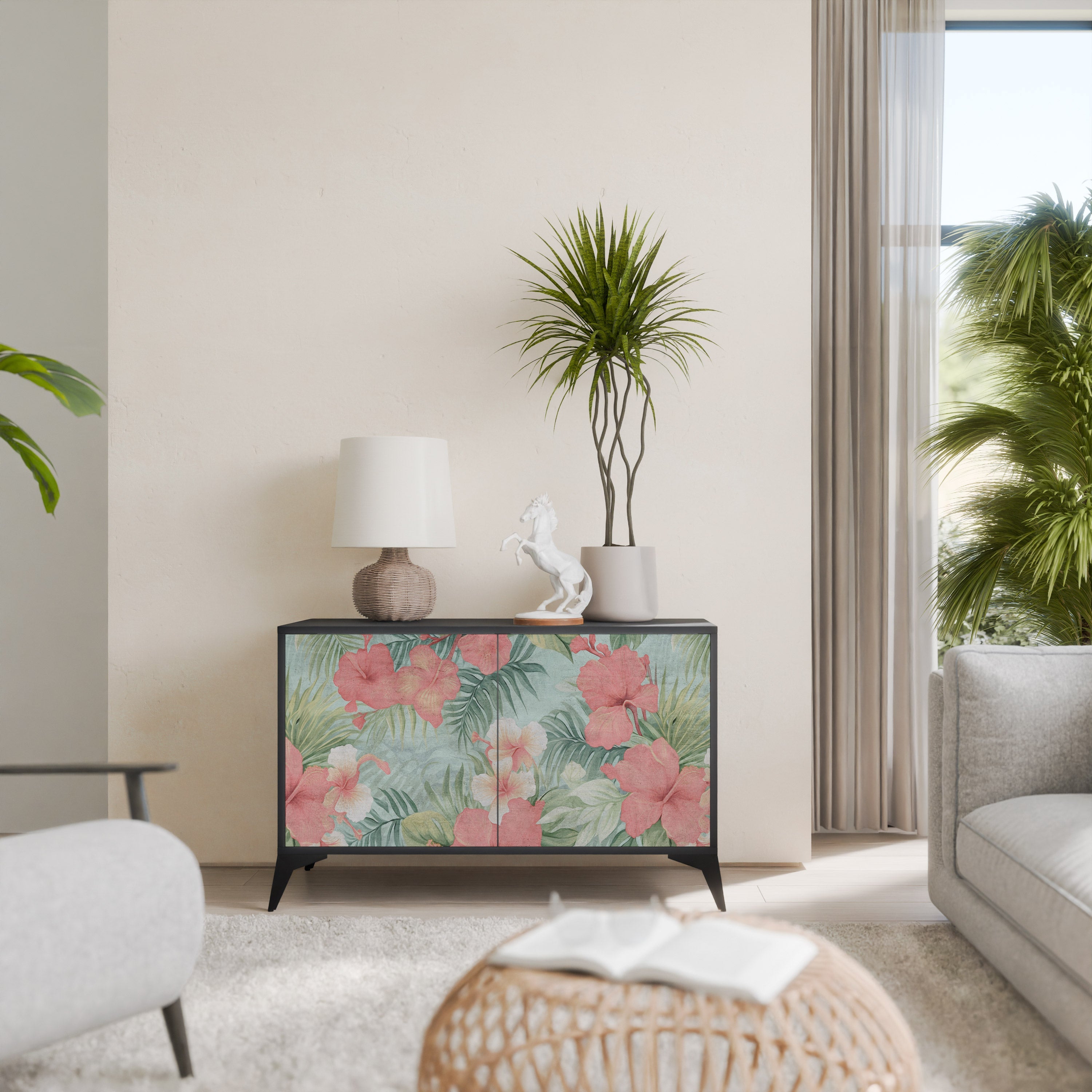 HAWAIIAN SPIRIT Sideboard mit 2 Türen in Schwarz