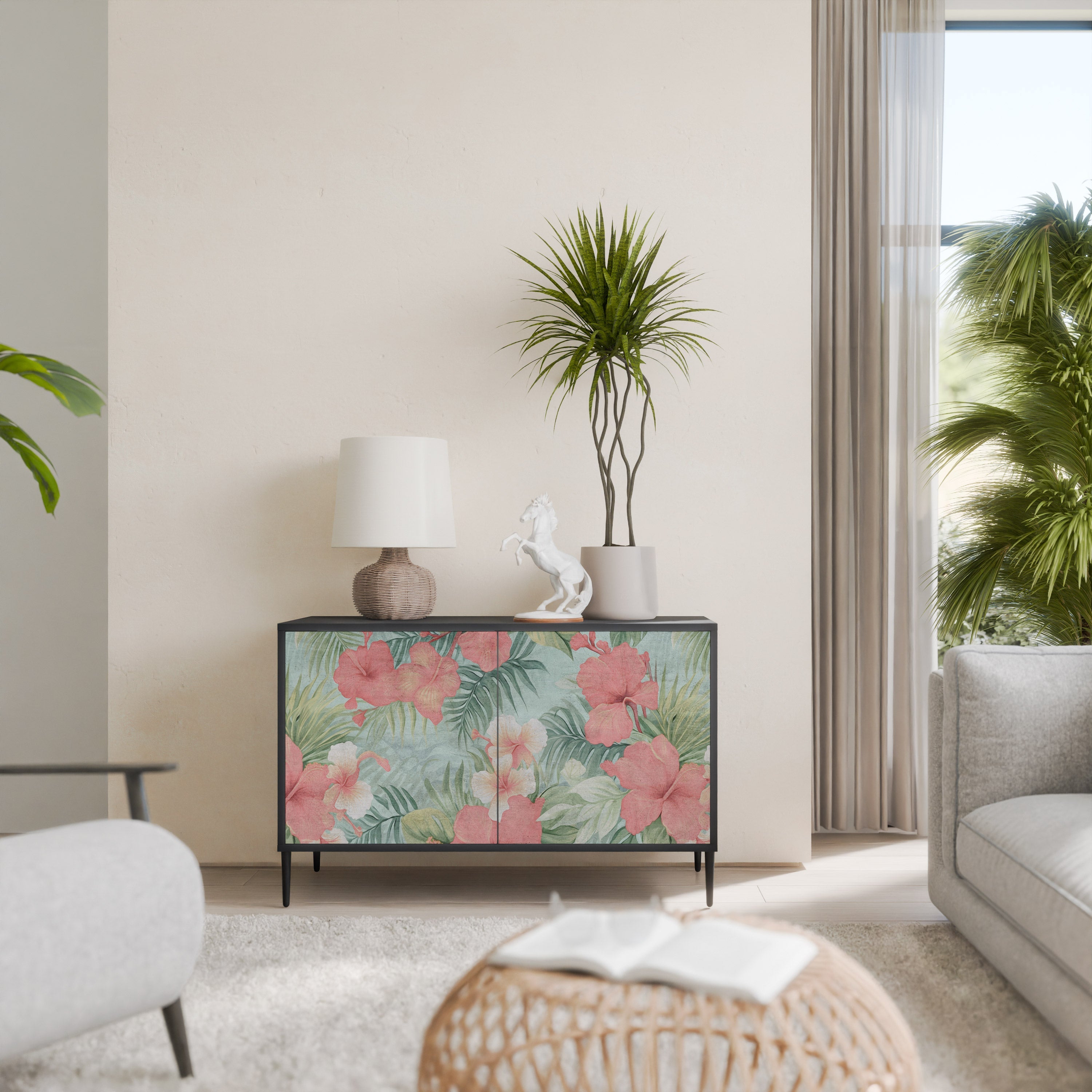 HAWAIIAN SPIRIT Sideboard mit 2 Türen in Schwarz