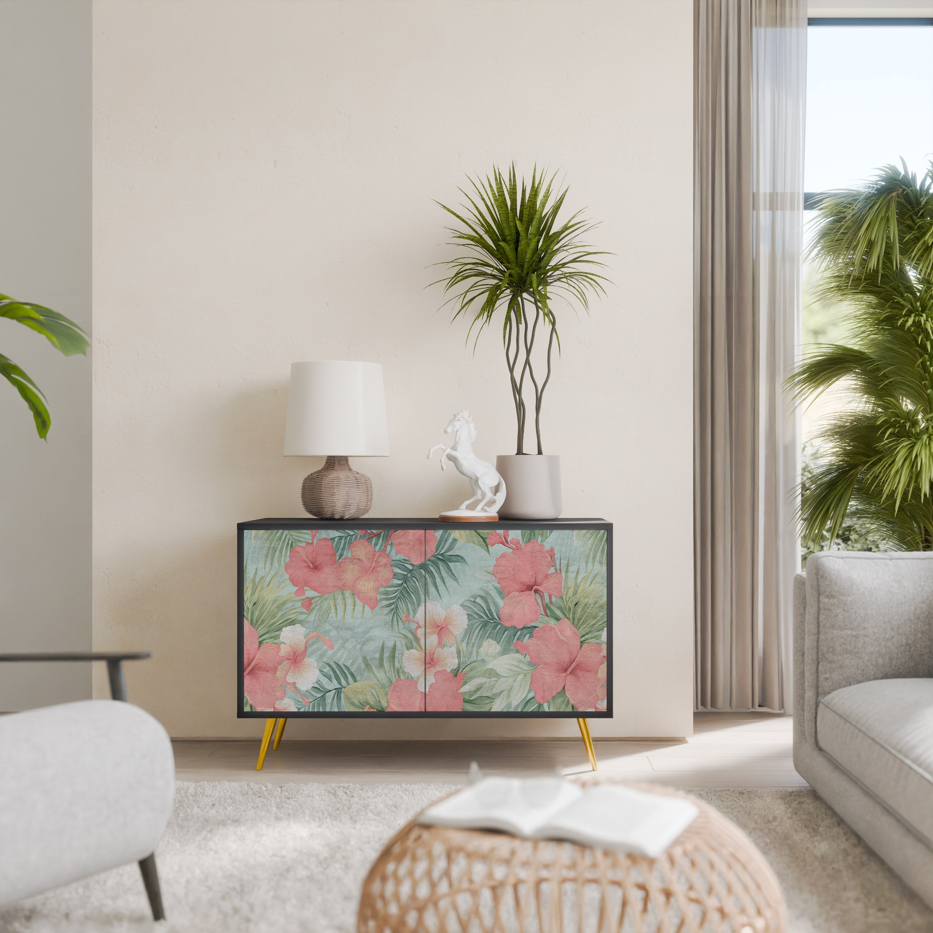 HAWAIIAN SPIRIT Sideboard mit 2 Türen in Schwarz