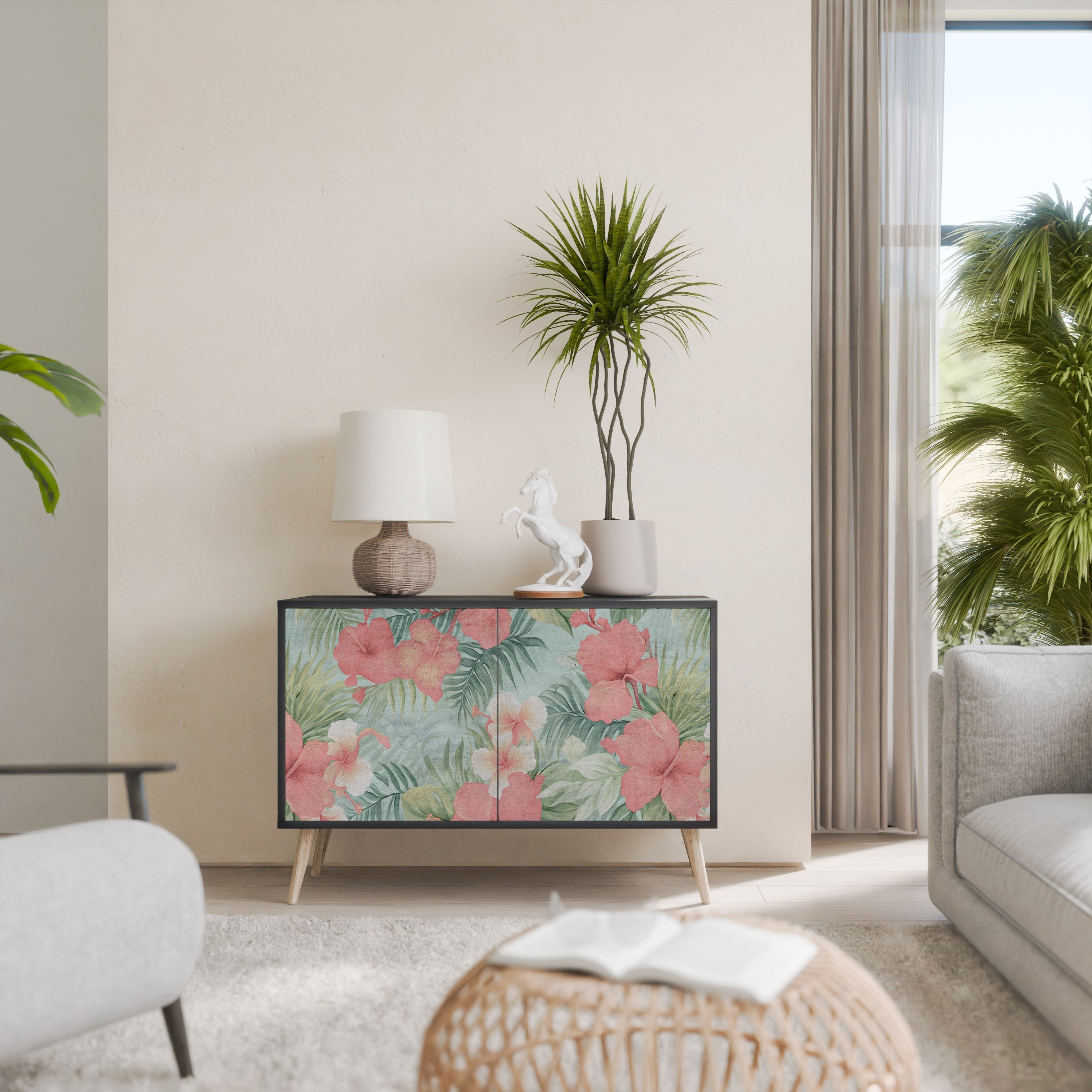 HAWAIIAN SPIRIT Sideboard mit 2 Türen in Schwarz