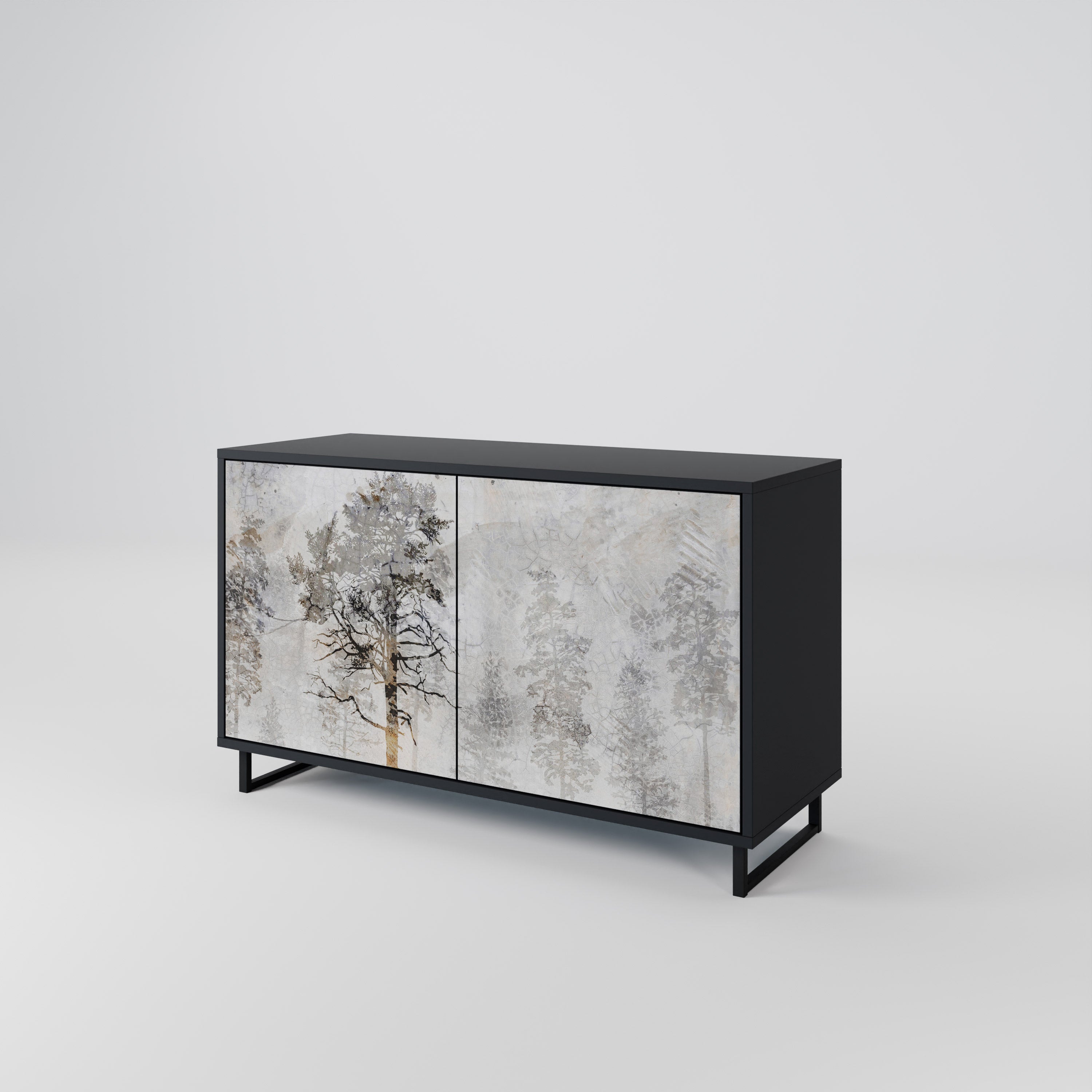 FADE IN THE TREES Sideboard mit 2 Türen in Schwarz