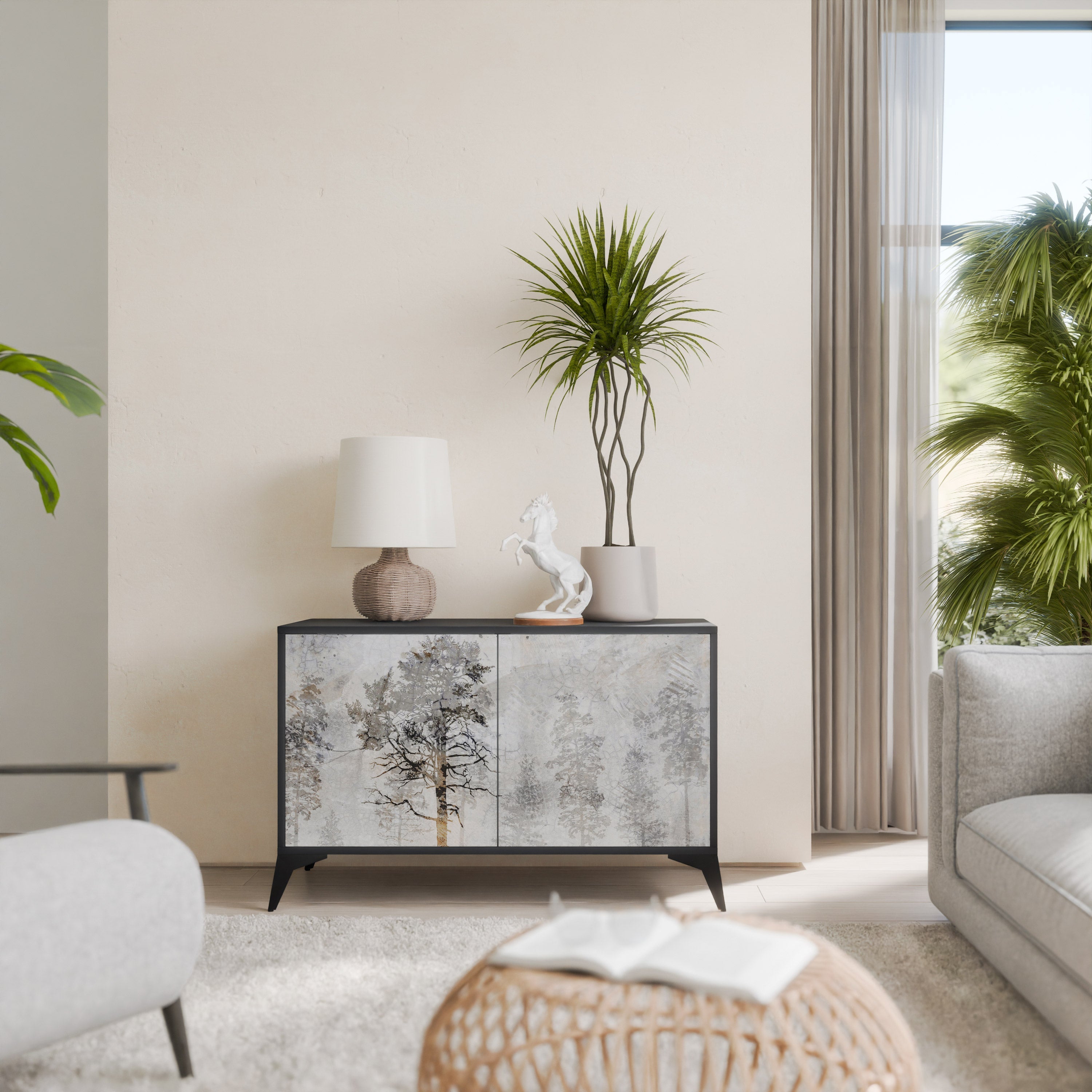 FADE IN THE TREES Sideboard mit 2 Türen in Schwarz