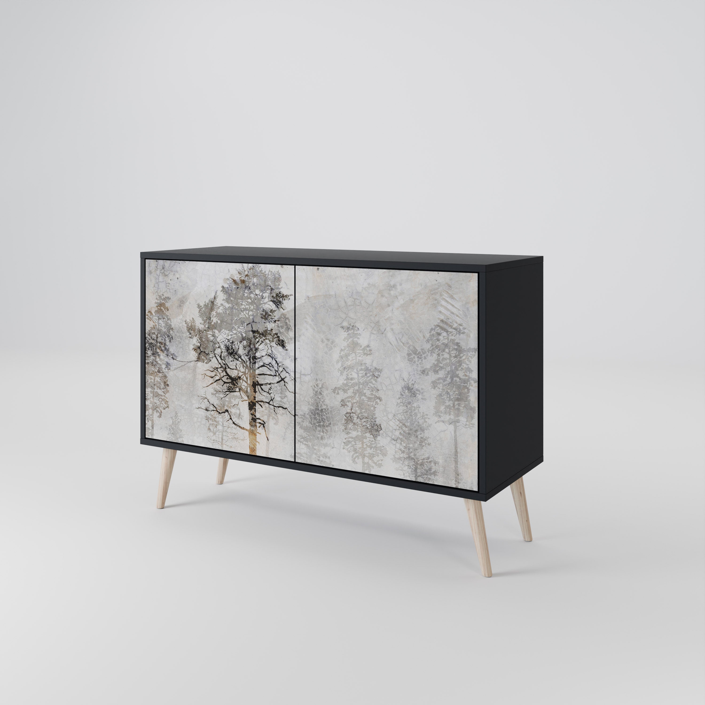 FADE IN THE TREES Sideboard mit 2 Türen in Schwarz