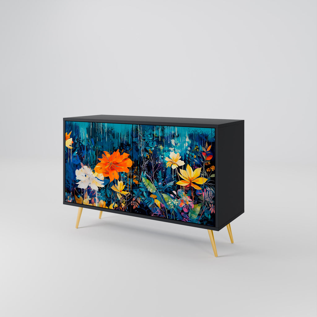 MIDNIGHT BLOSSOM Sideboard mit 2 Türen in Schwarz