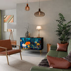 MIDNIGHT BLOSSOM Sideboard mit 2 Türen in Schwarz