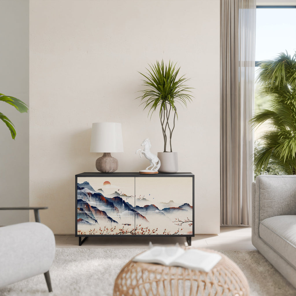 JAPANESE LANDSCAPE Sideboard mit 2 Türen in Schwarz