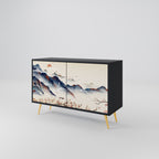 JAPANESE LANDSCAPE Sideboard mit 2 Türen in Schwarz
