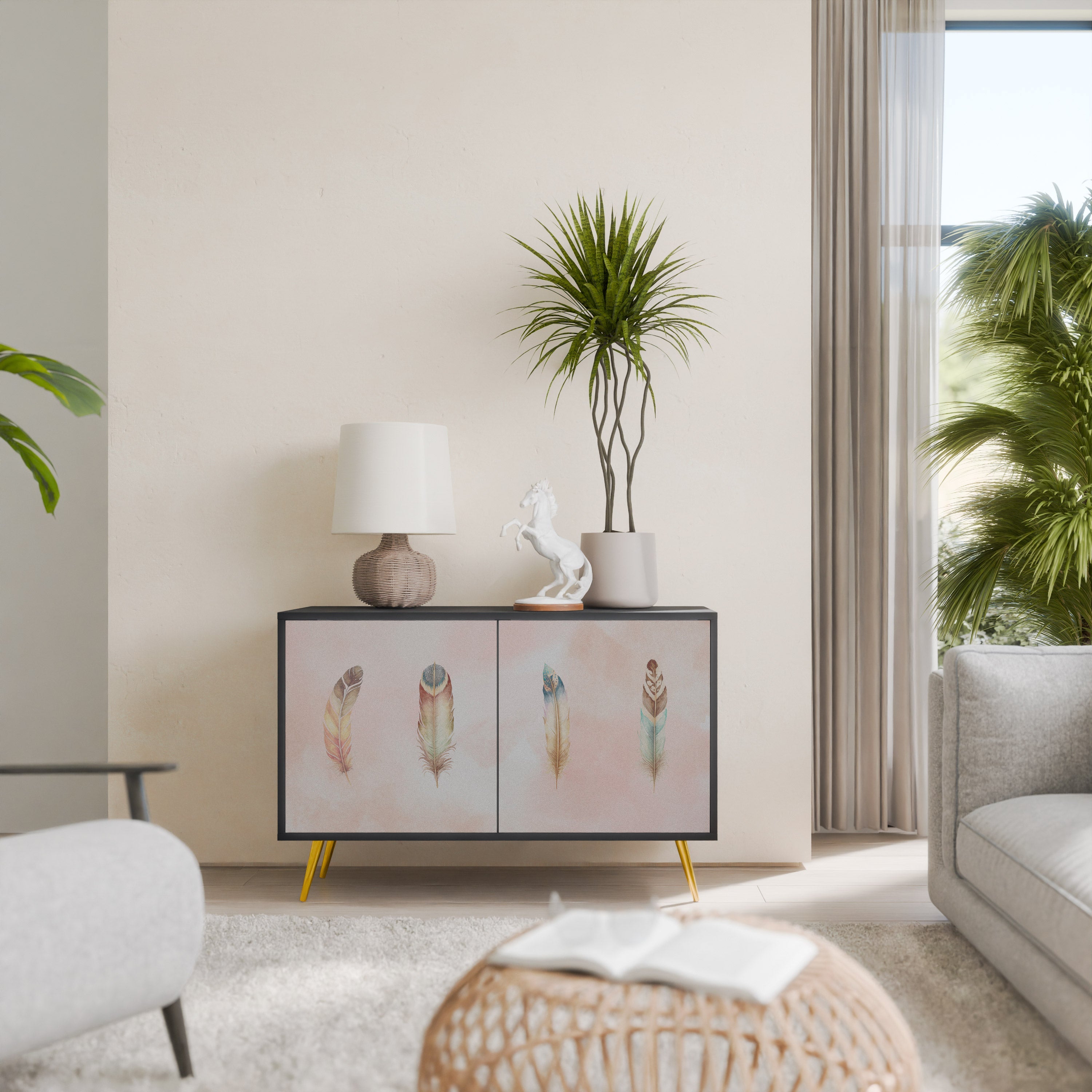 THE DELIQUESCE Sideboard mit 2 Türen in Schwarz