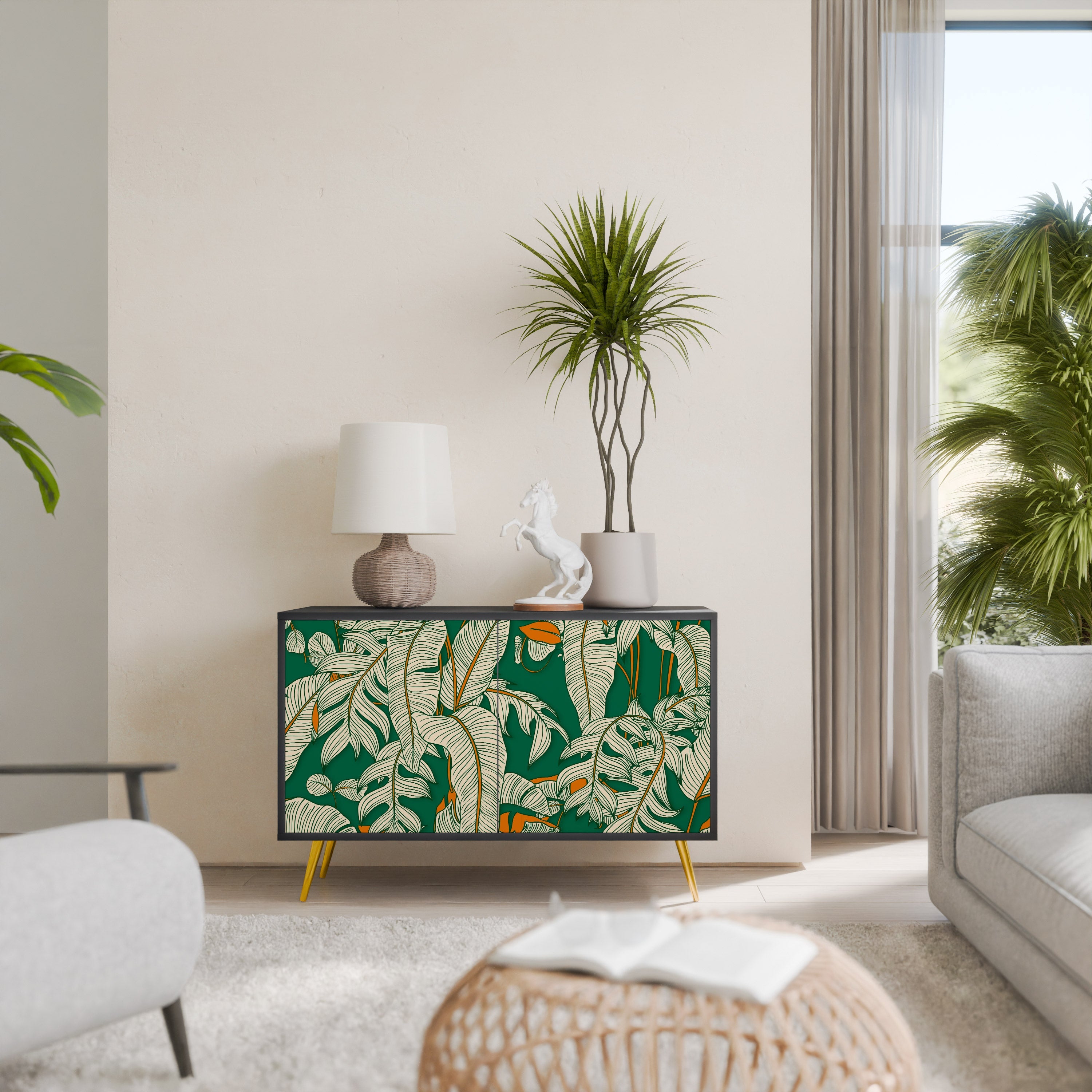 VERDANT PLEASURES Sideboard mit 2 Türen in Schwarz