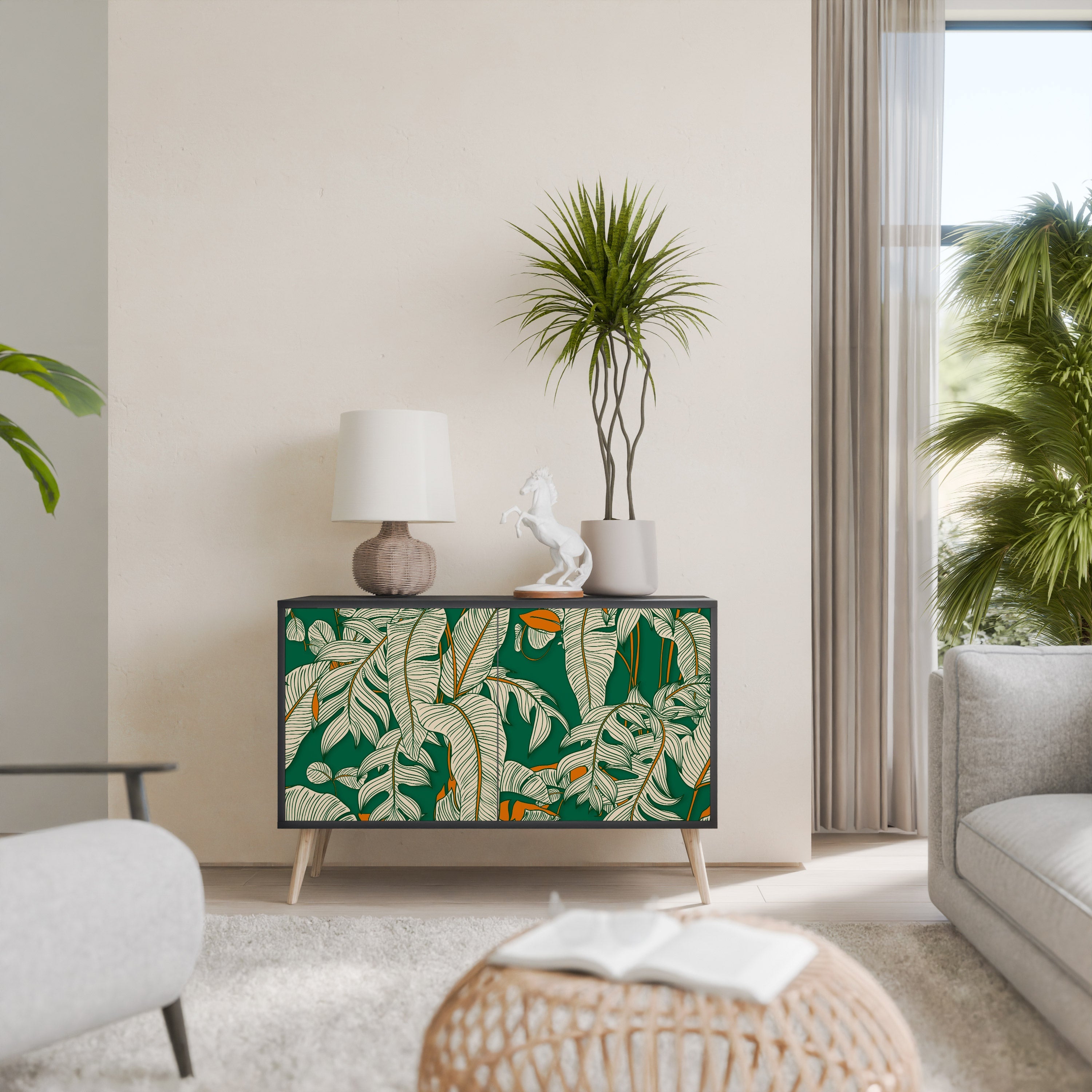 VERDANT PLEASURES Sideboard mit 2 Türen in Schwarz