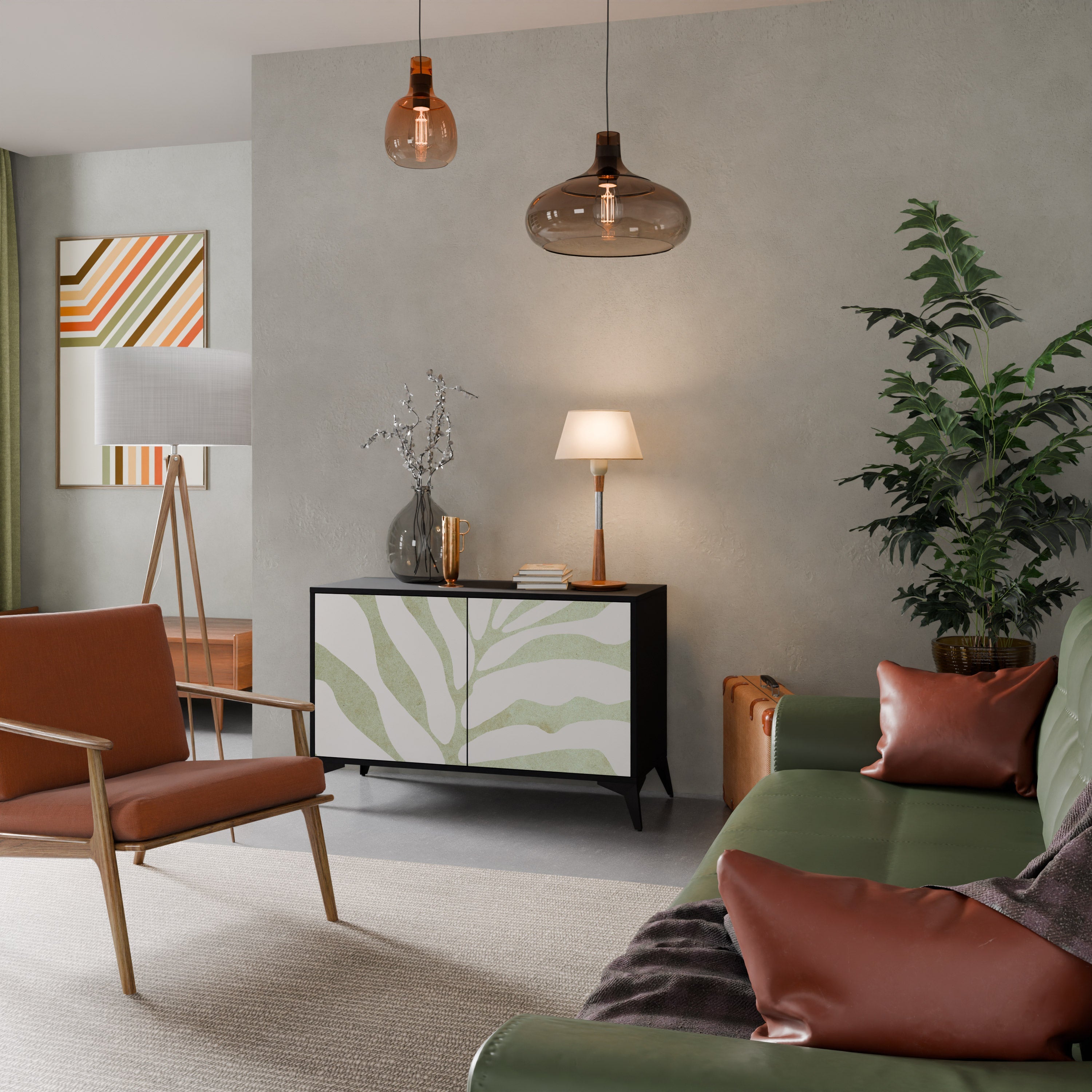 BOTANICAL SPARK Sideboard mit 2 Türen in Schwarz