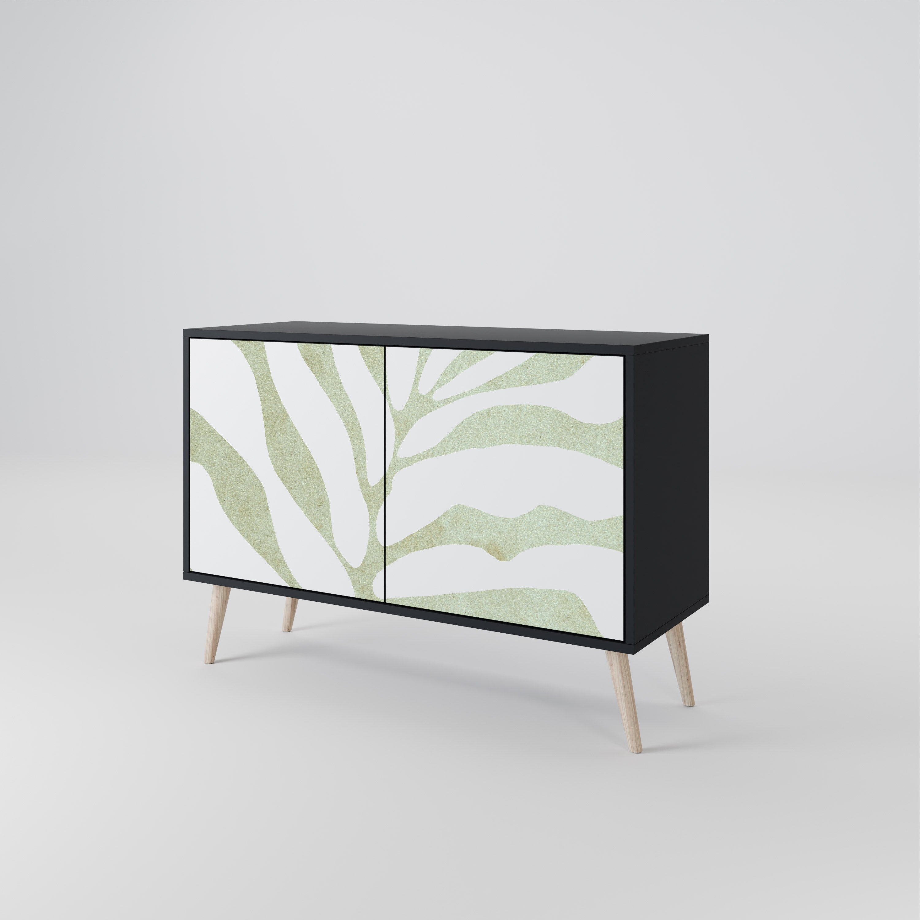 BOTANICAL SPARK Sideboard mit 2 Türen in Schwarz